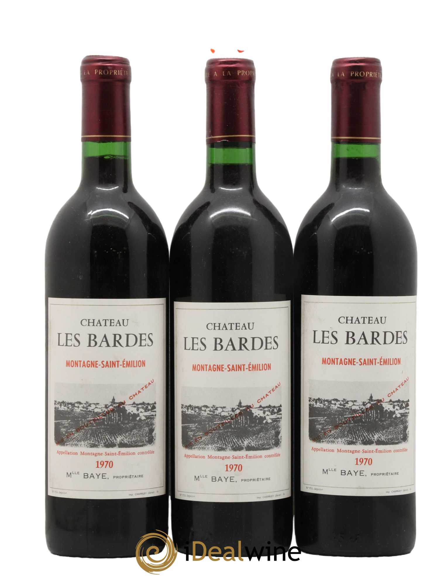 Montagne Saint-Émilion Château Les Bardes 1970 - Lot de 3 bouteilles - 0