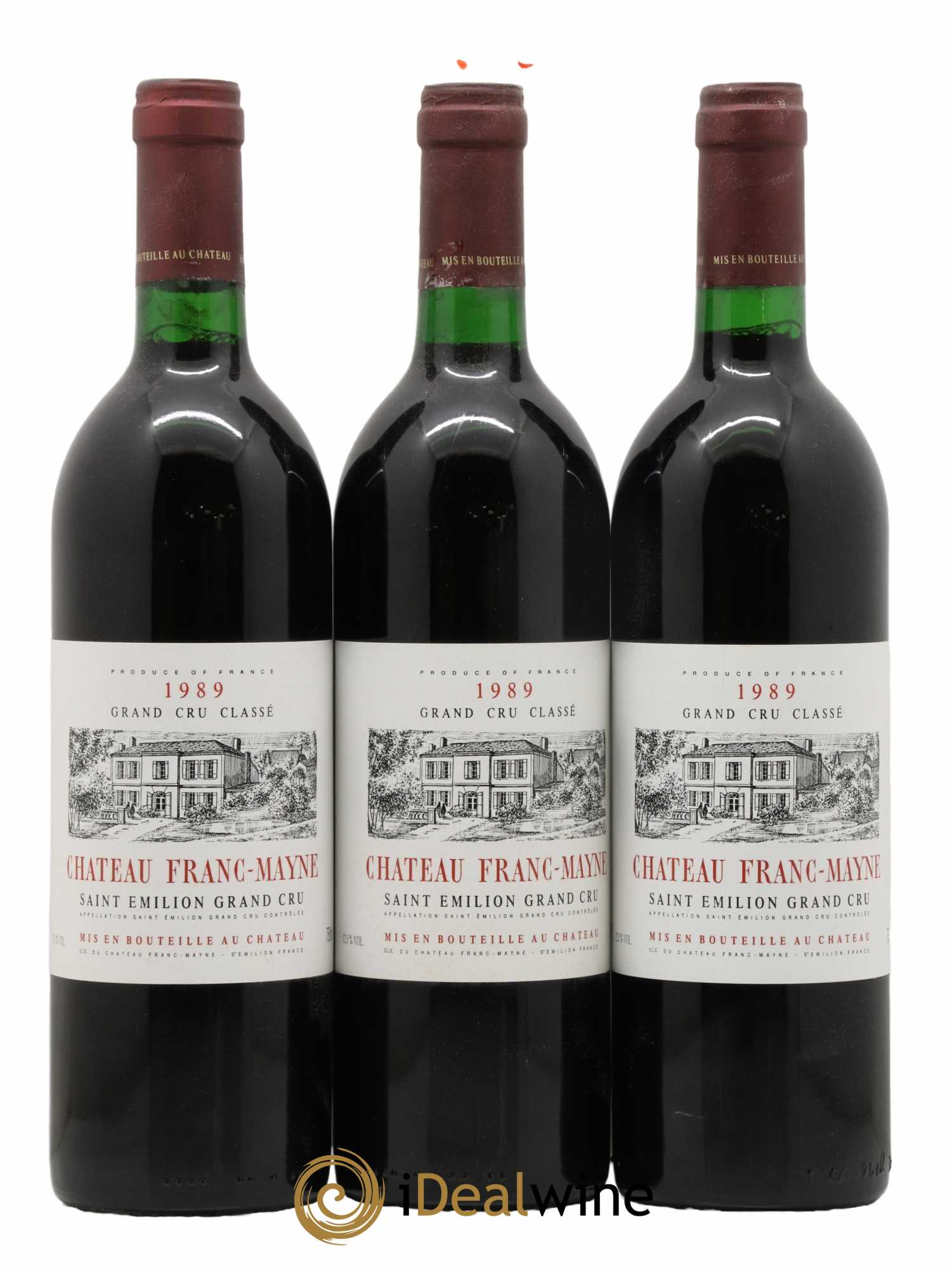 Château Franc Mayne Grand Cru Classé 1989 - Lot de 3 bouteilles - 0