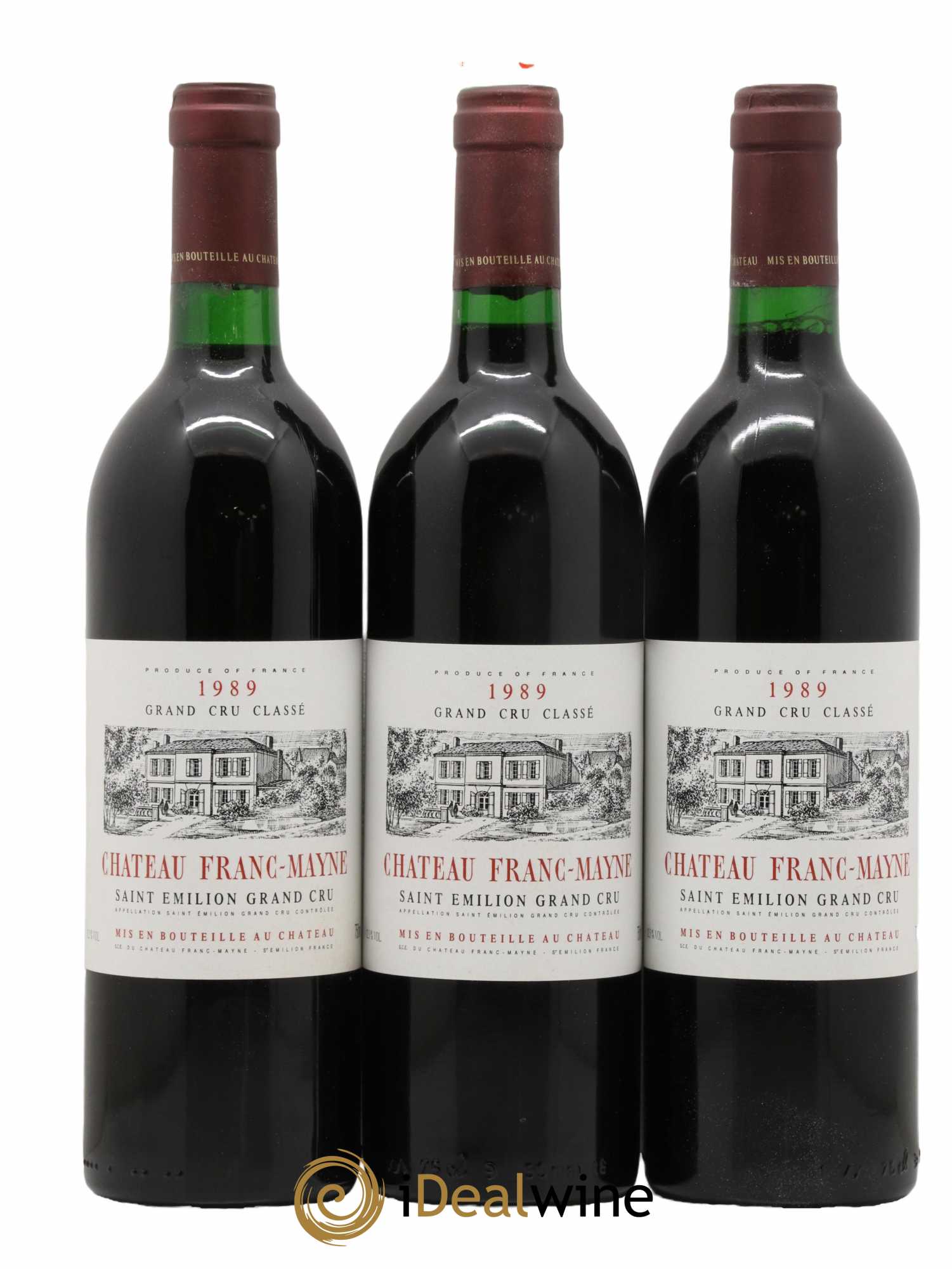 Château Franc Mayne Grand Cru Classé 1989 - Lot de 3 bouteilles - 0