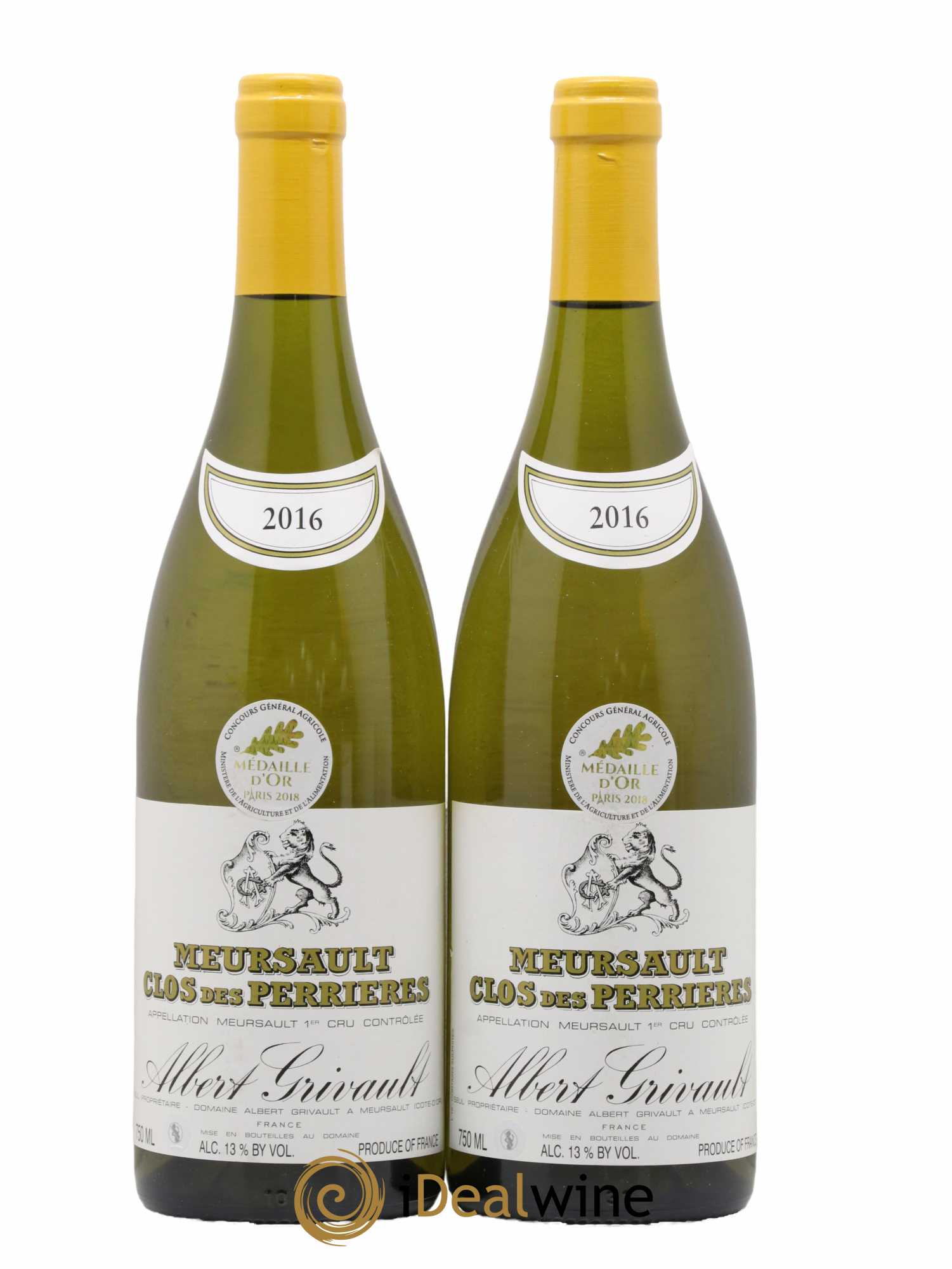 Meursault 1er Cru Clos des Perrières Monopole Albert Grivault 2016 - Lot de 2 bouteilles - 0