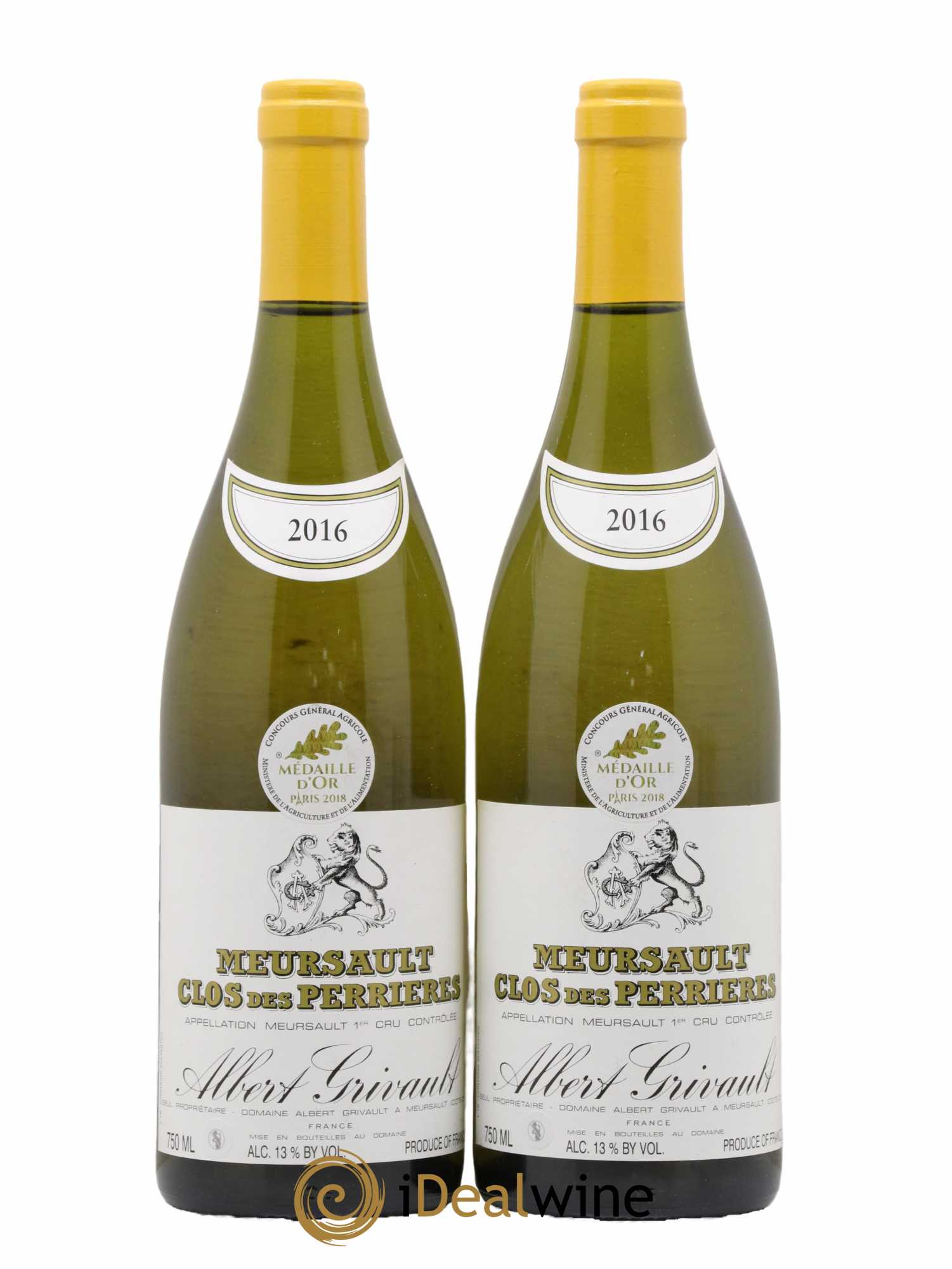Meursault 1er Cru Clos des Perrières Monopole Albert Grivault 2016 - Lot de 2 bouteilles - 0