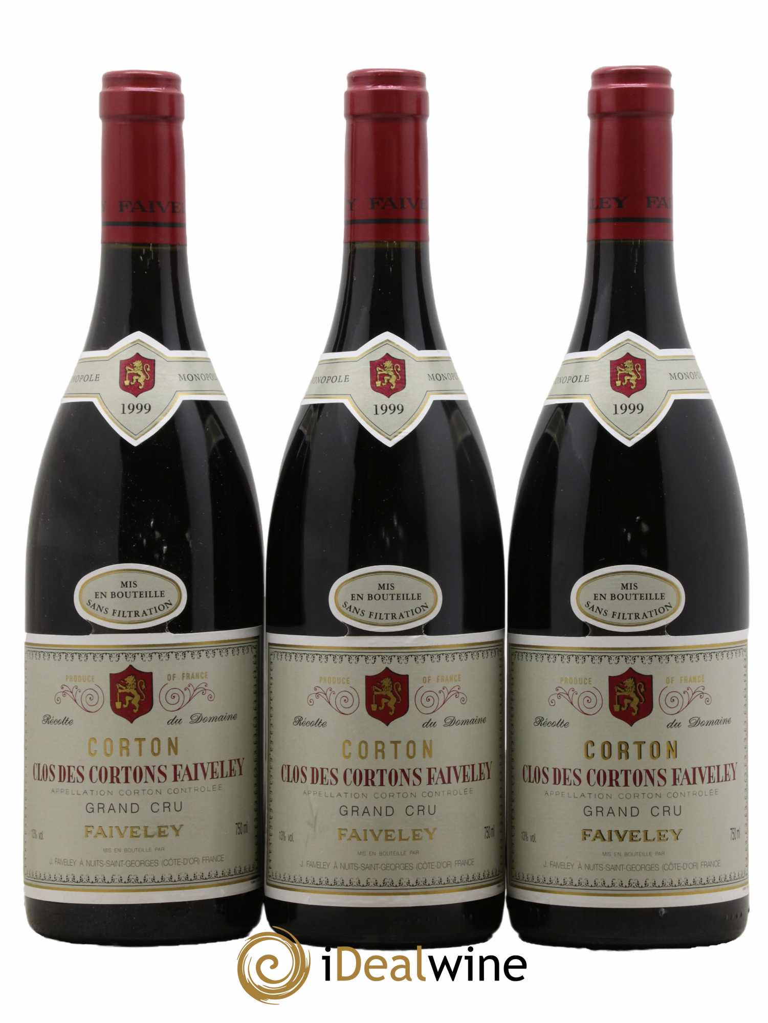 Corton Grand Cru Clos des Cortons Faiveley 1999 - Lot de 3 bouteilles - 0