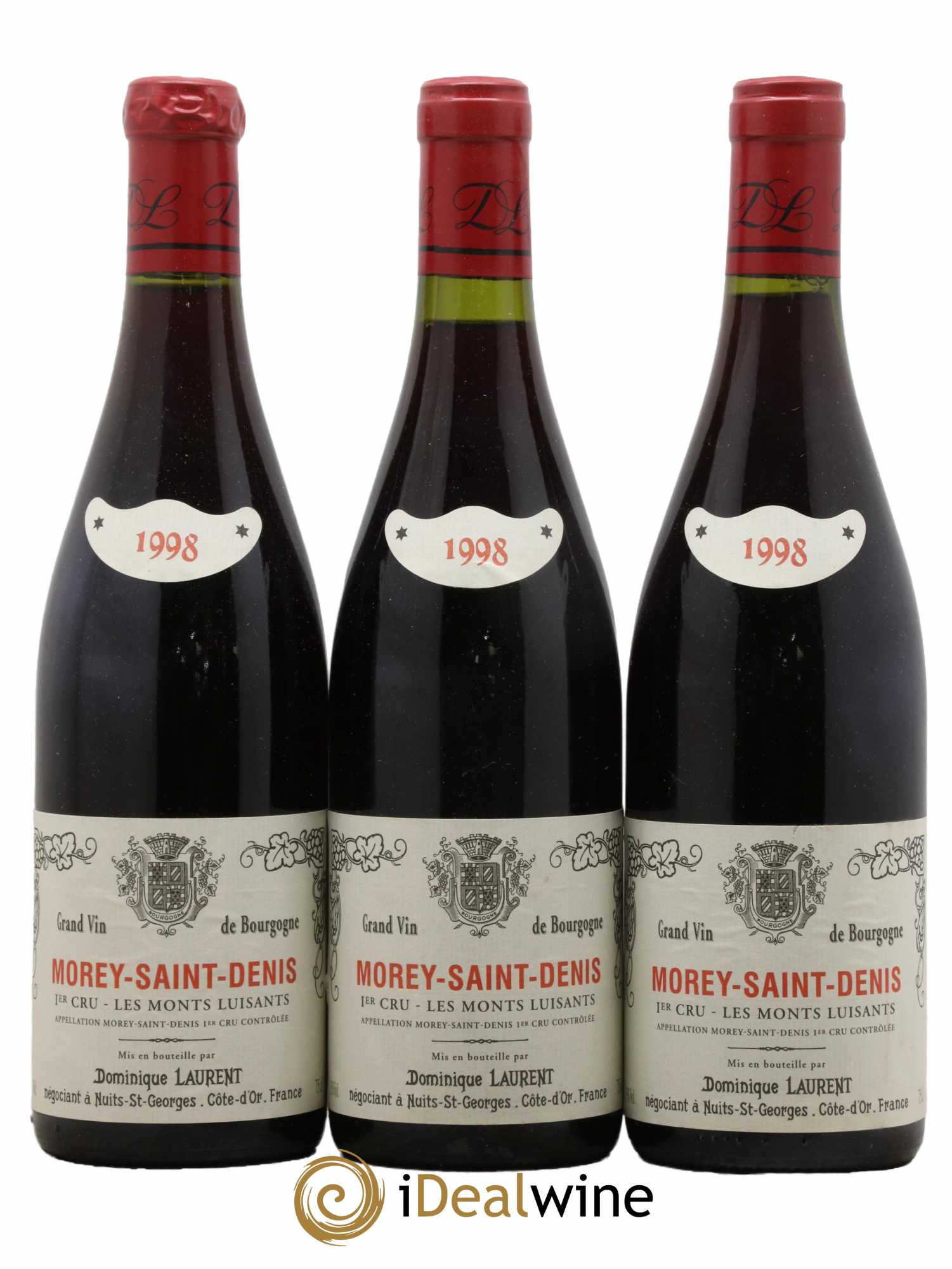 Morey-Saint-Denis 1er Cru Les Monts Luisants Dominique Laurent 1998 - Lot de 3 bouteilles - 0