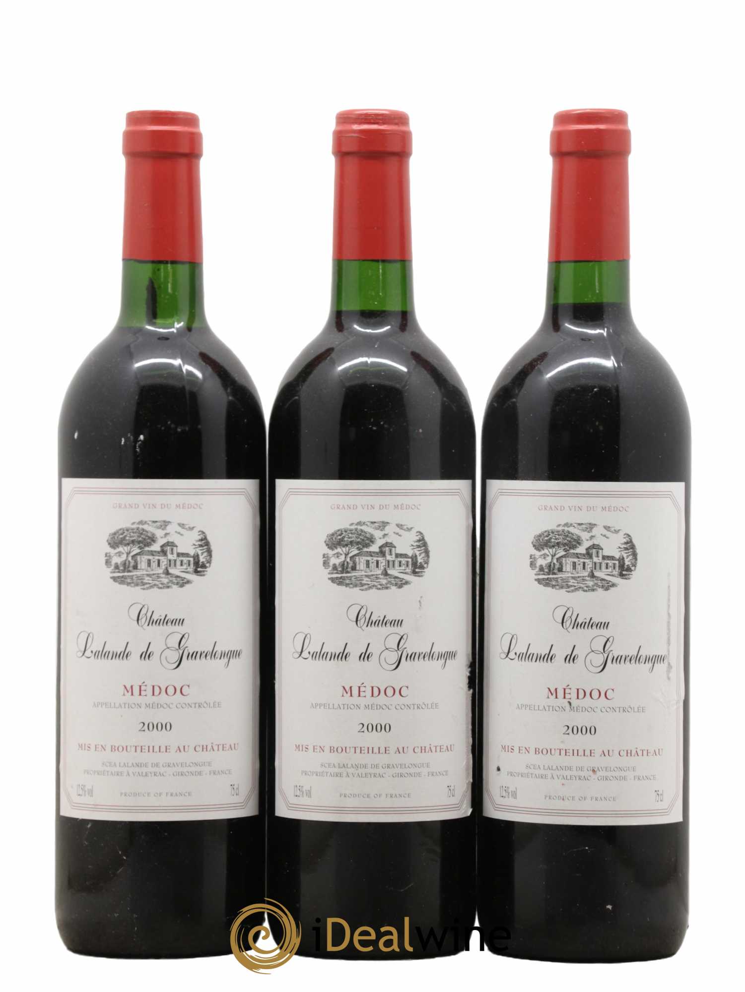 Médoc Château Lalande de Gravelongue 2000 - Lot de 3 bouteilles - 0