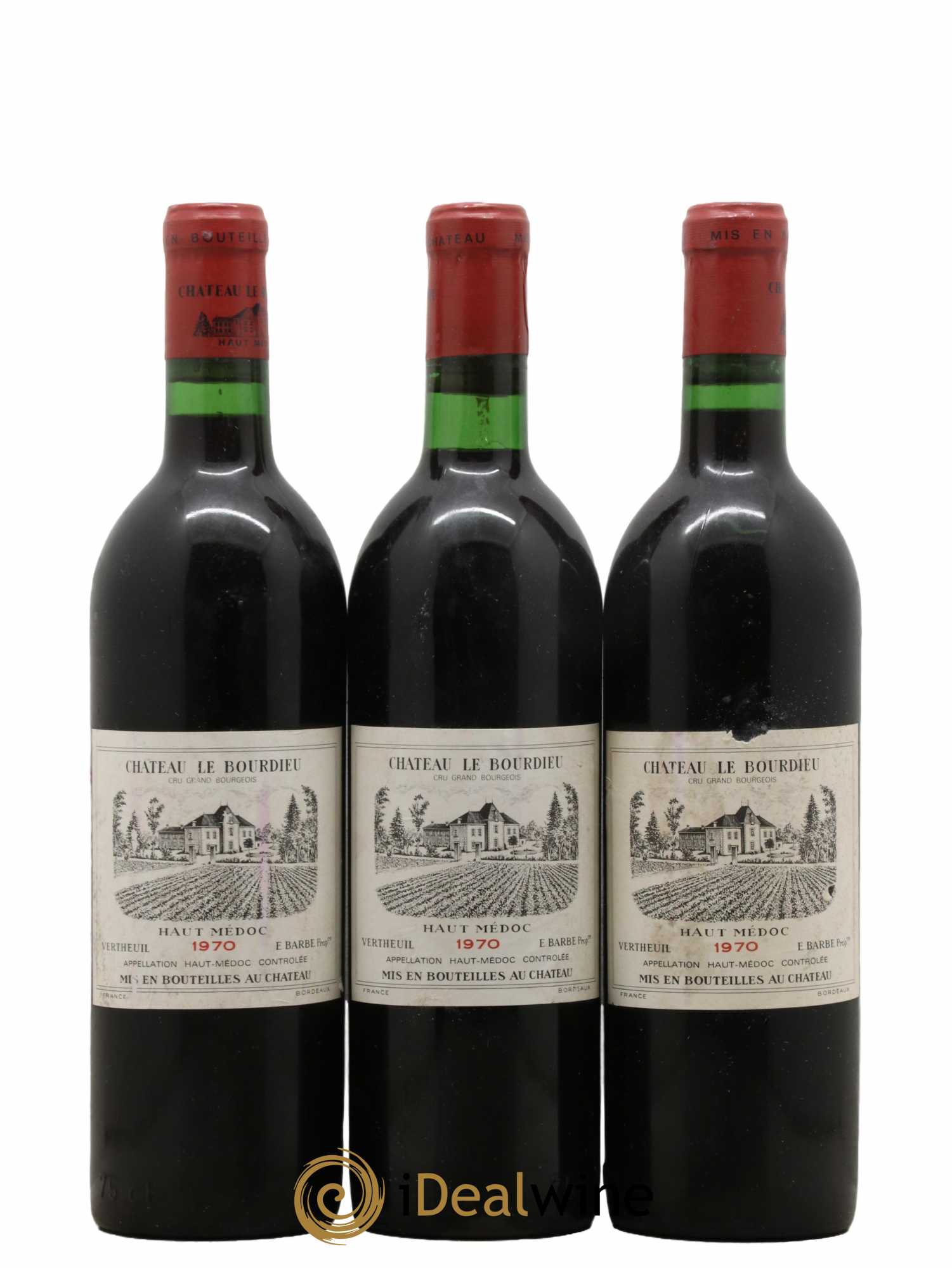 Château le Bourdieu Cru Bourgeois 1970 - Lot de 3 bouteilles - 0