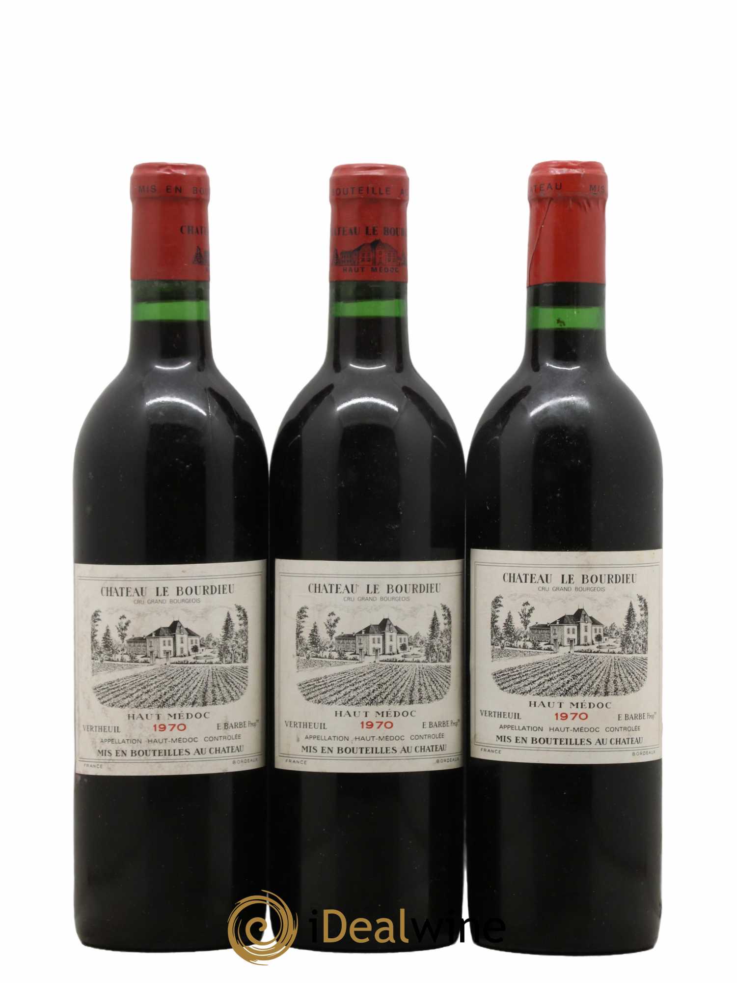 Château le Bourdieu Cru Bourgeois 1970 - Lot de 3 bouteilles - 0