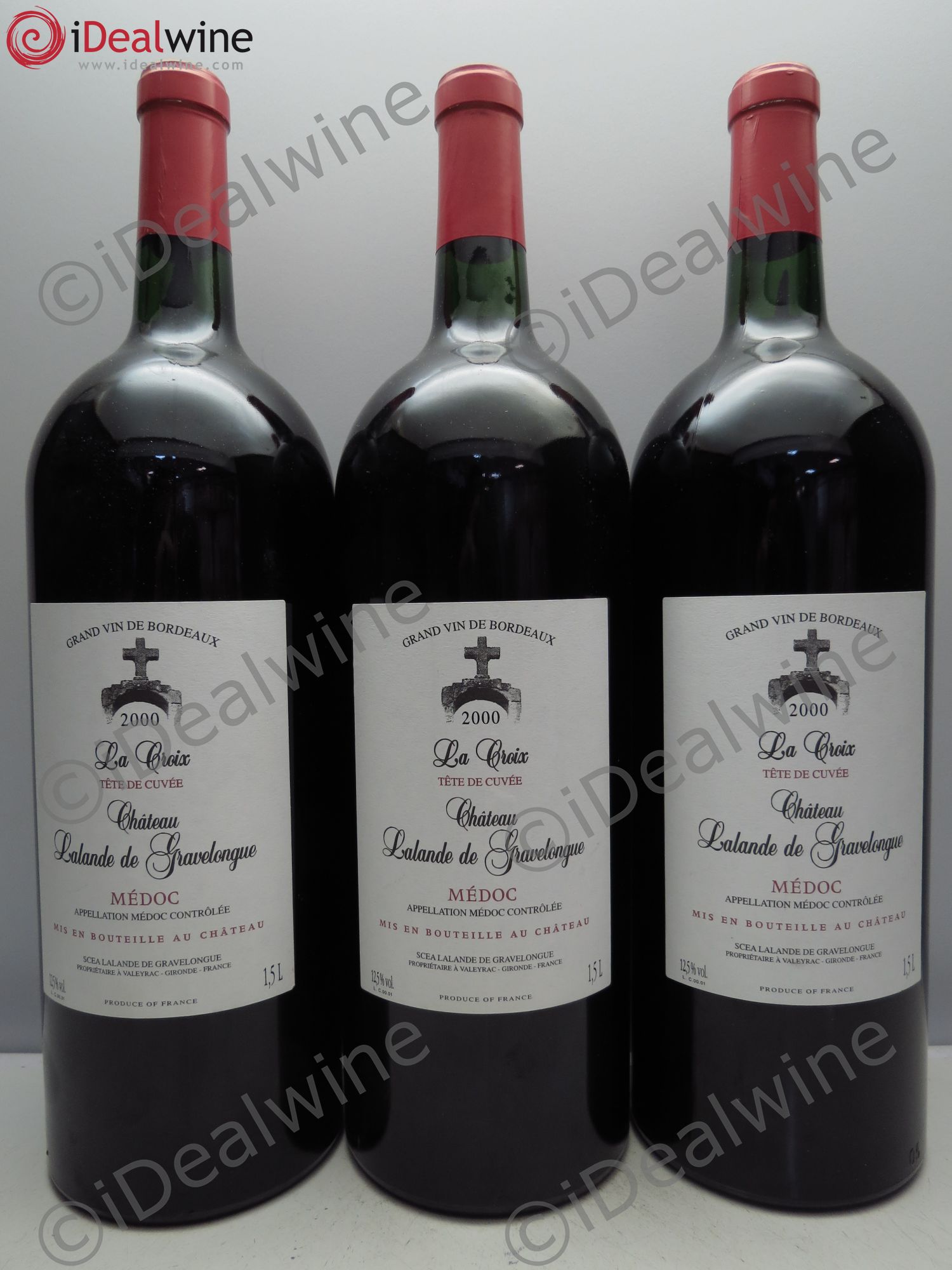 Médoc Château Lalande de Gravelongue La Croix Tête de Cuvée 2000 - Posten von 3 Magnum - 0