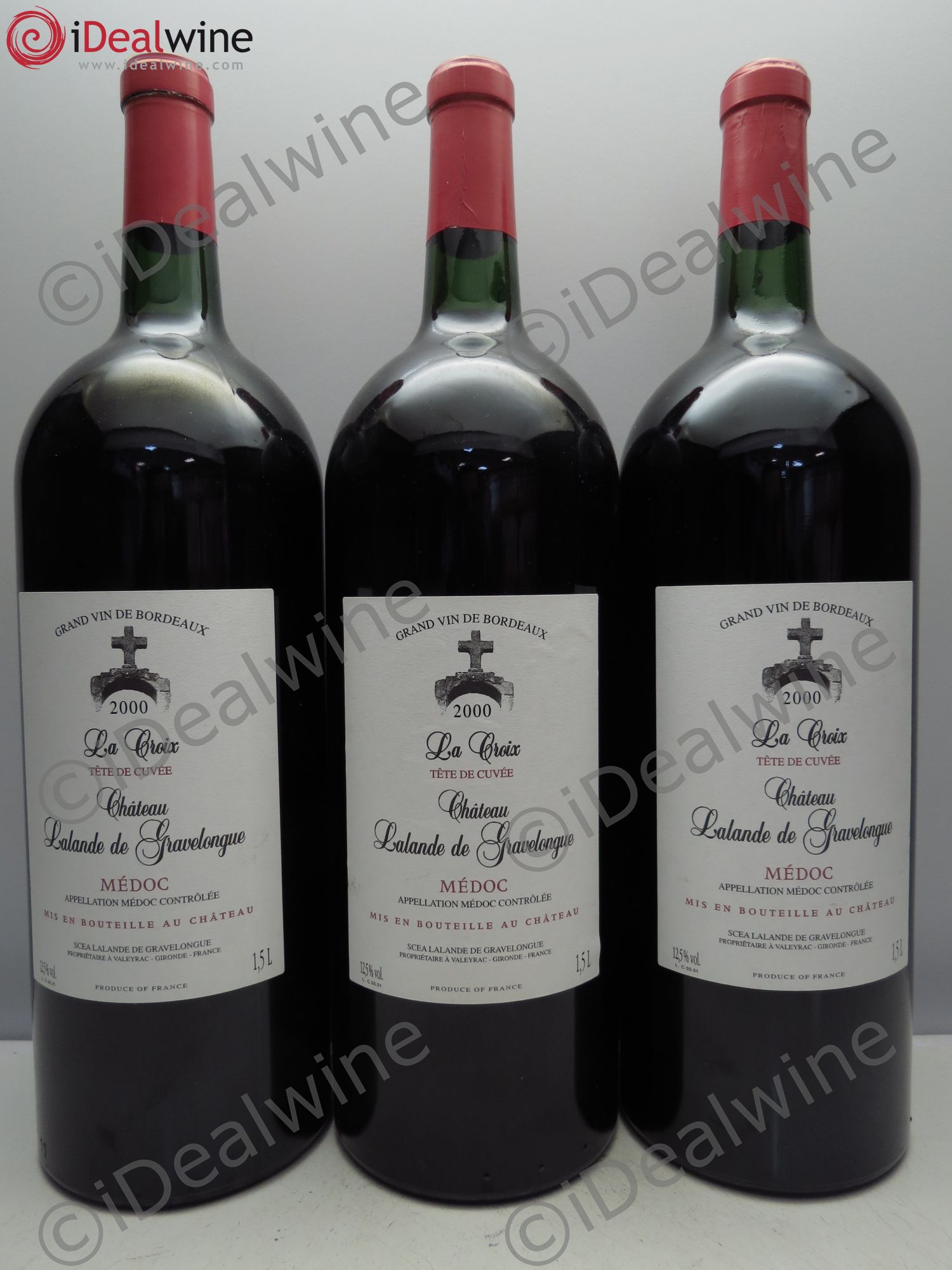 Médoc Château Lalande de Gravelongue La Croix Tête de Cuvée 2000 - Posten von 3 Magnum - 0