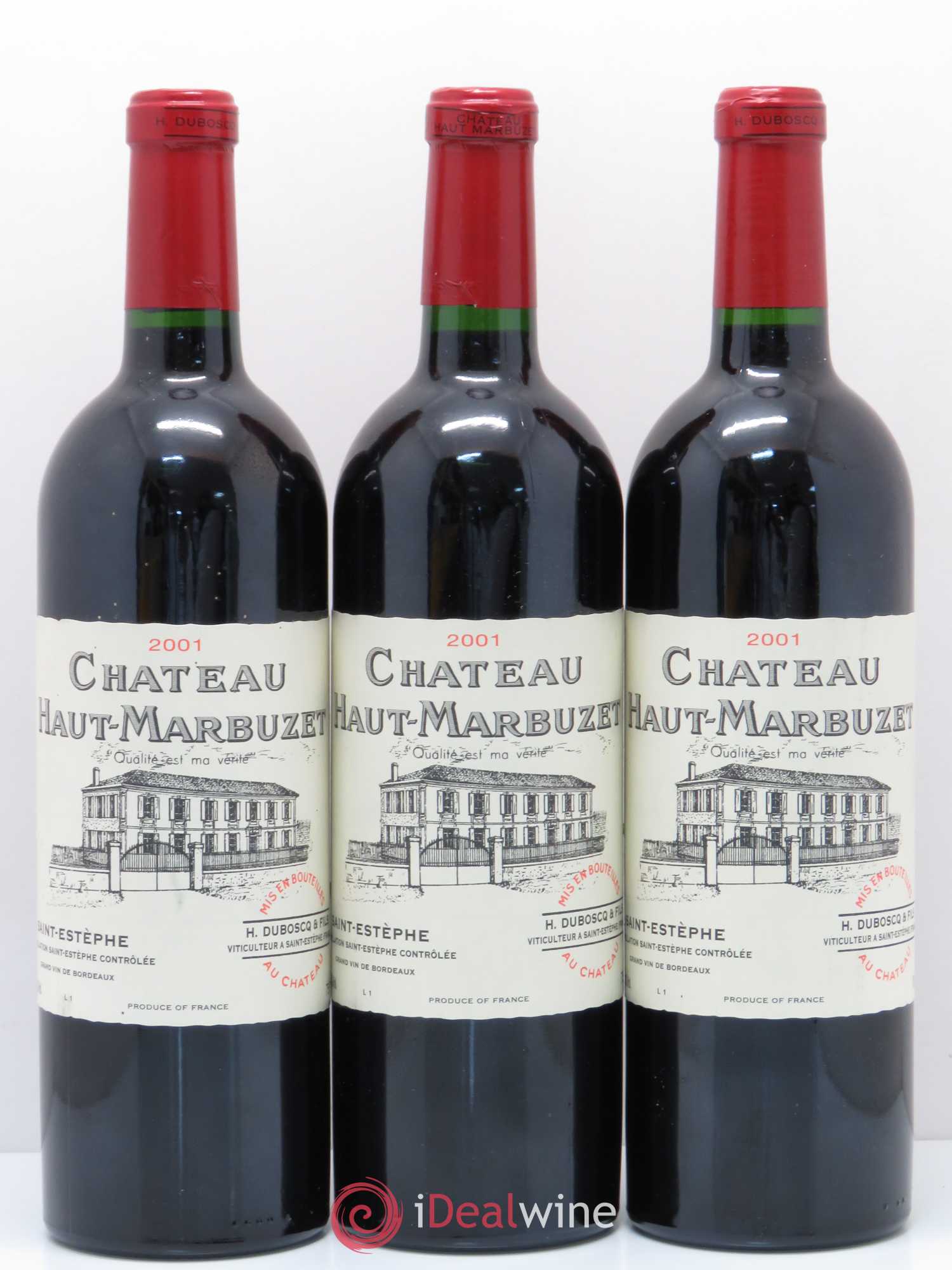 Château Haut Marbuzet 2001 - Lot de 3 bouteilles - 0