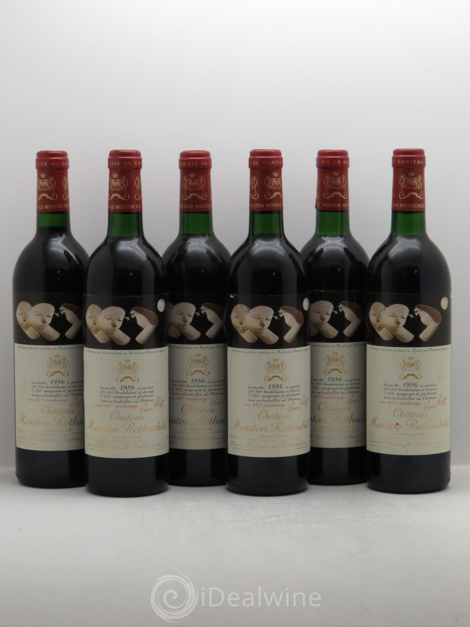 Château Mouton Rothschild 1er Grand Cru Classé 1986 - Lot de 6 bouteilles - 0