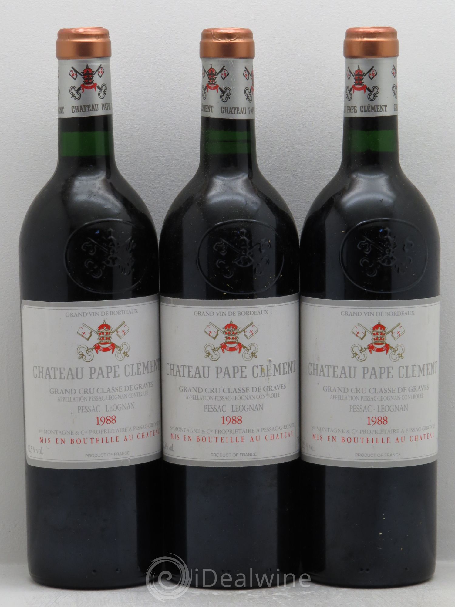 Château Pape Clément Cru Classé de Graves 1988 - Lot de 3 bouteilles - 0