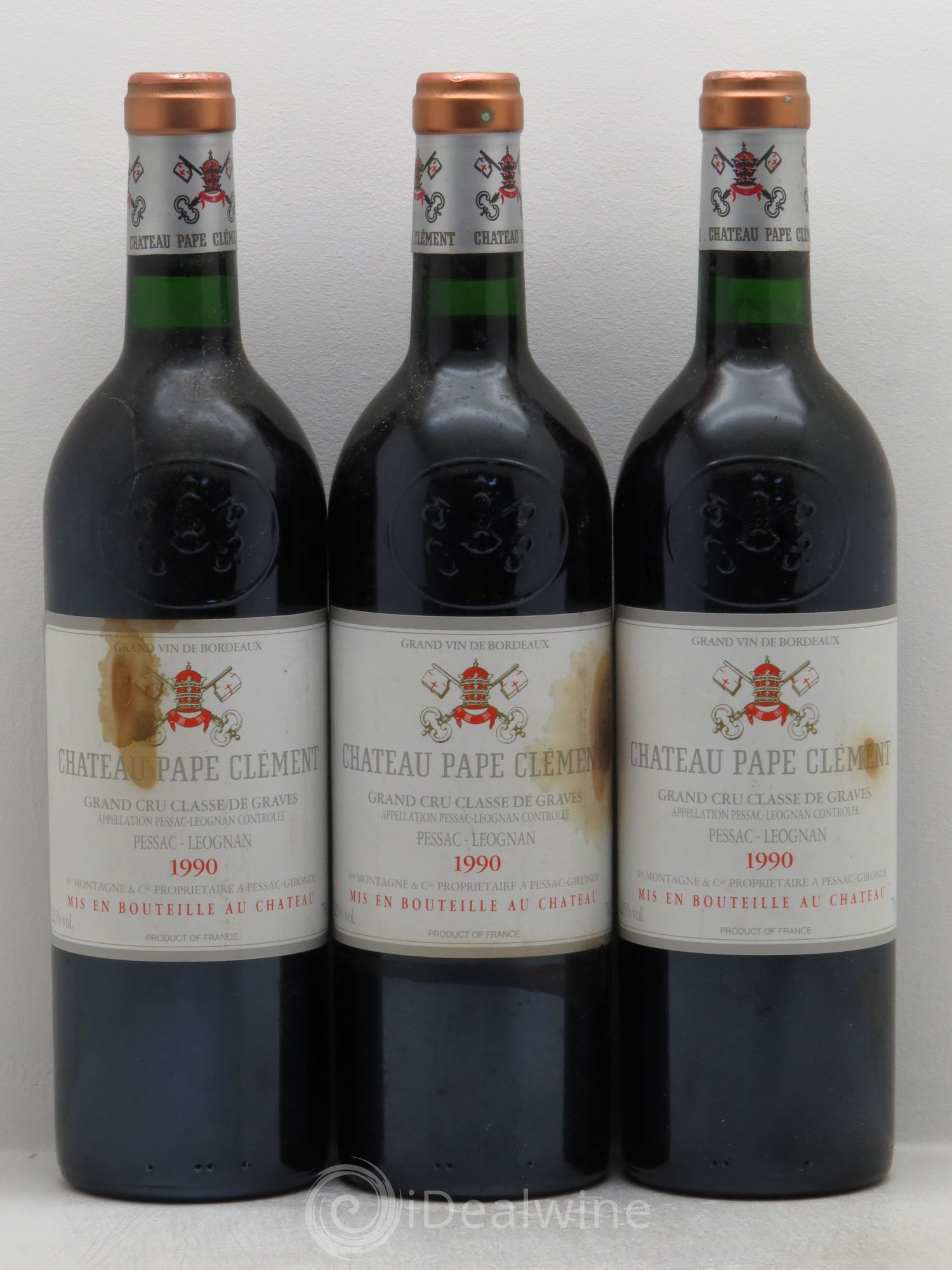 Château Pape Clément Cru Classé de Graves 1990 - Lot de 3 bouteilles - 0