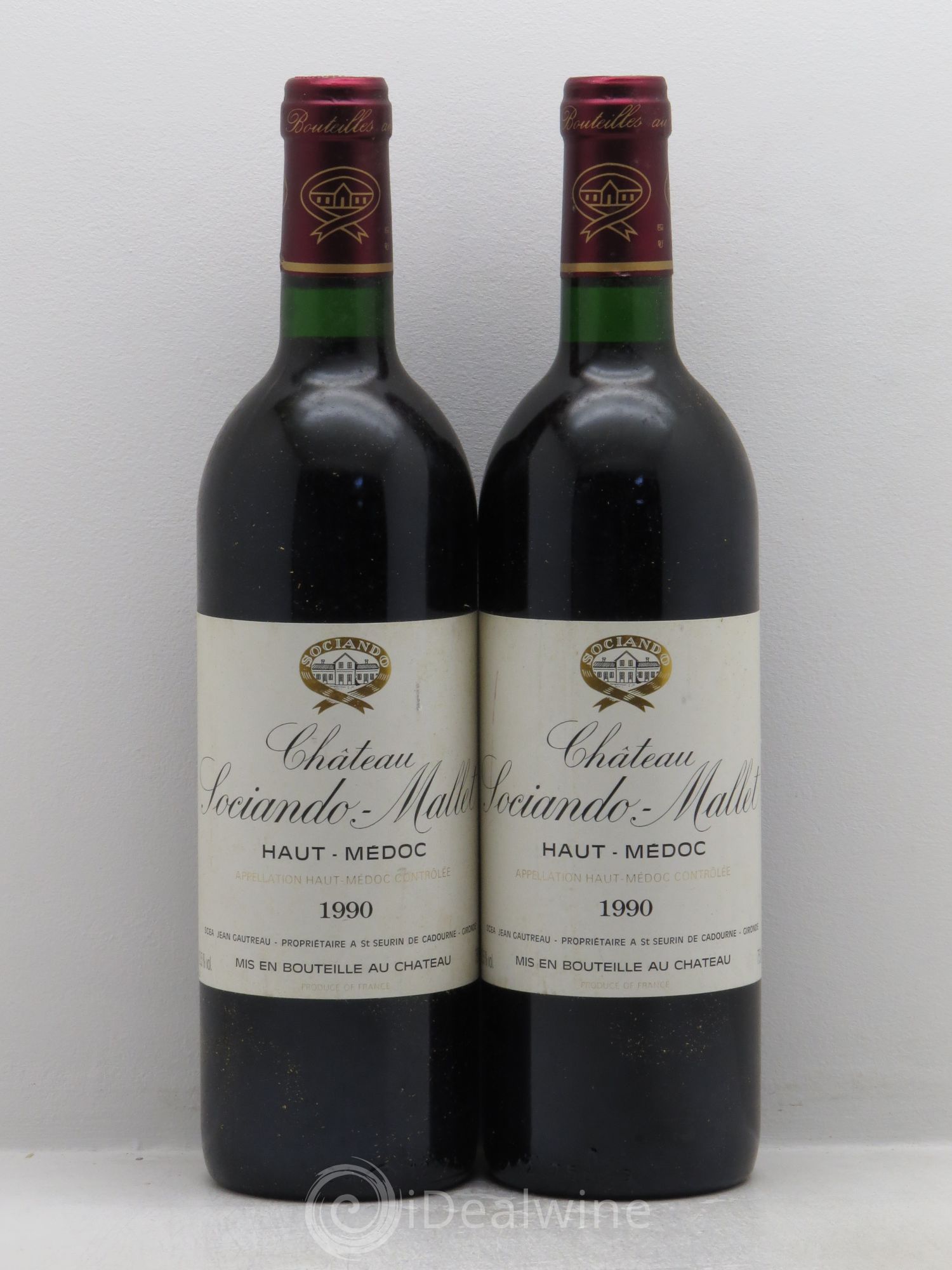 Château Sociando Mallet 1990 - Lot de 2 bouteilles - 0