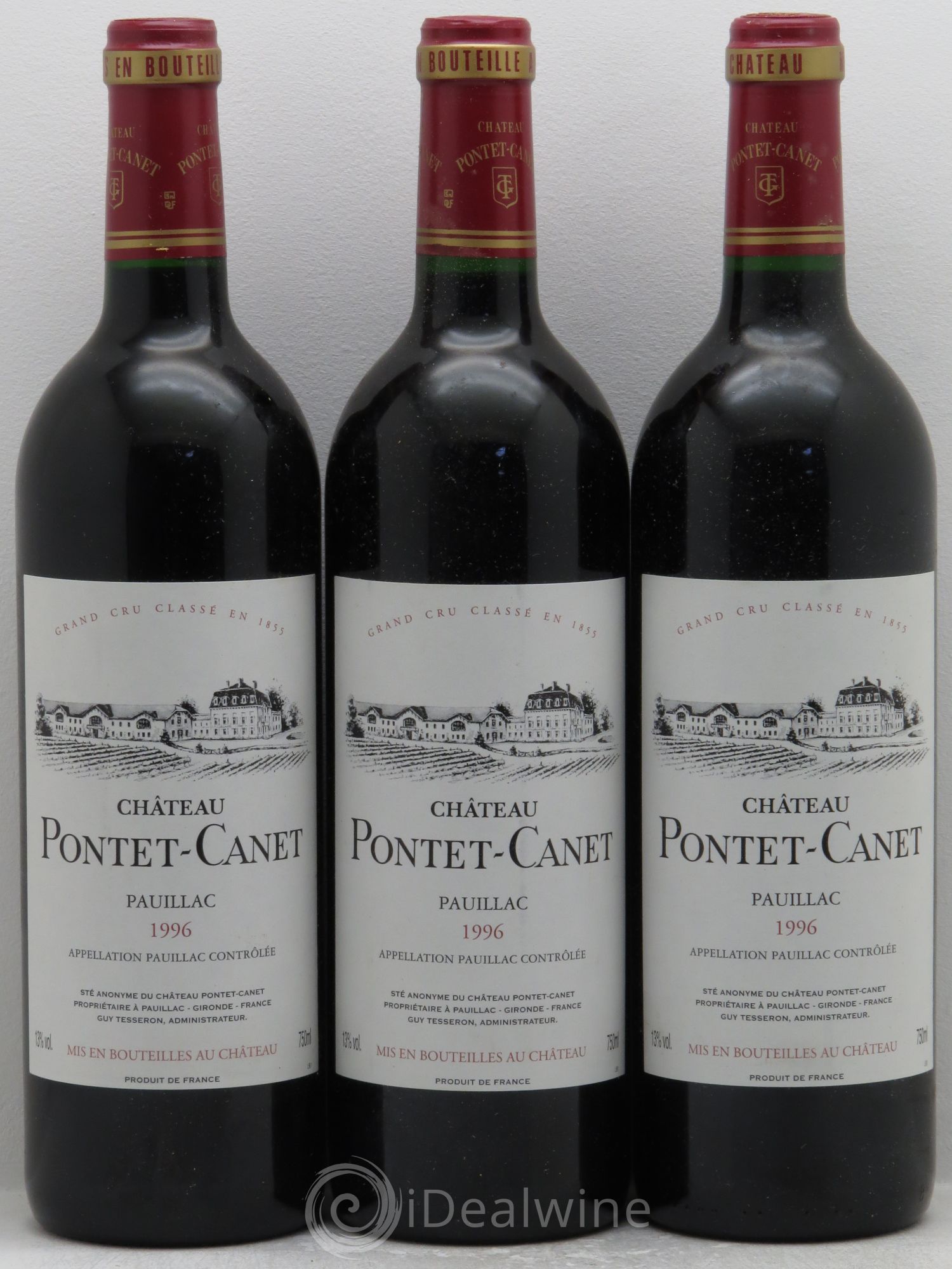 Château Pontet Canet 5ème Grand Cru Classé 1996 - Lot de 3 bouteilles - 0