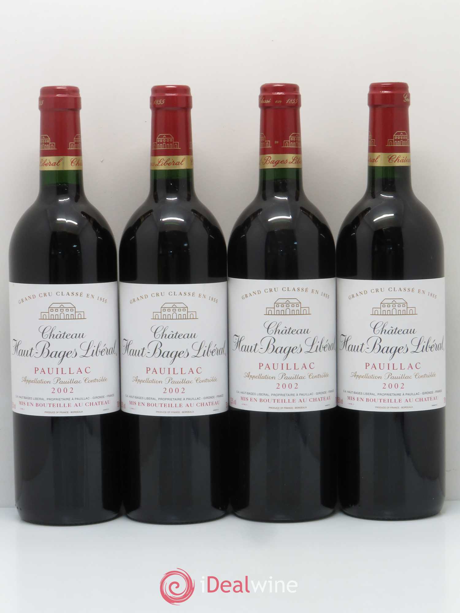 Château Haut Bages Libéral 5ème Grand Cru Classé 2002 - Lot de 4 bouteilles - 0