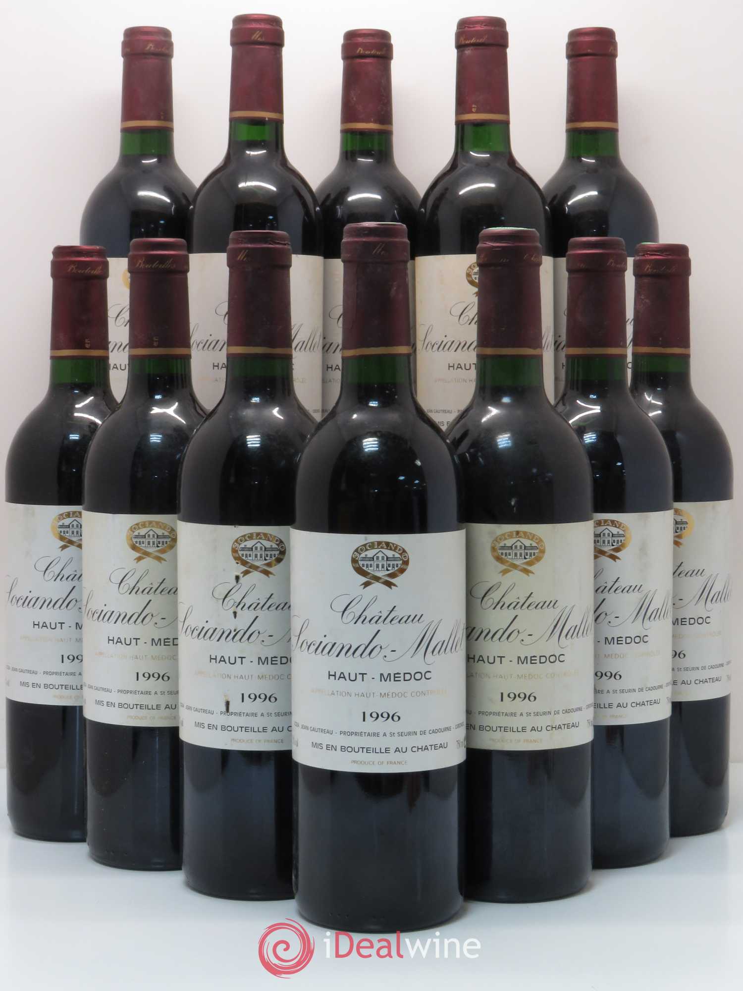 Château Sociando Mallet 1996 - Lot de 12 bouteilles - 0