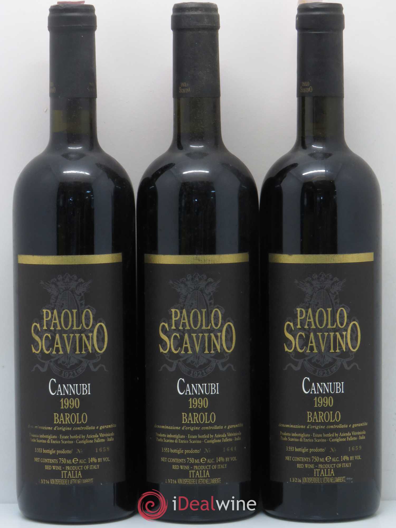 Barolo Cannubi Paolo Scavino 1990 - Lot de 3 bouteilles - 0