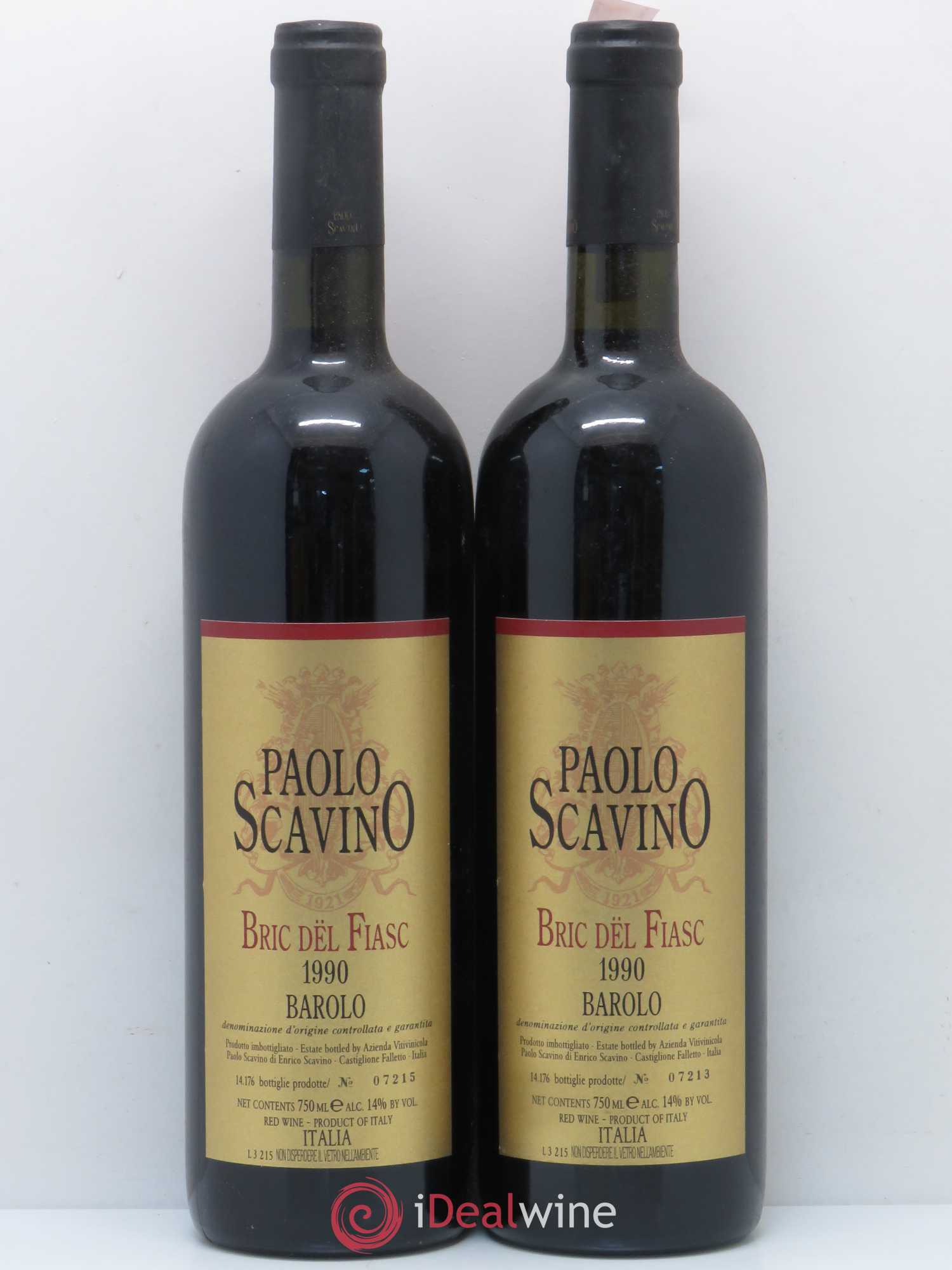 Barolo DOCG Bric del Fiasc Paolo Scavino 1990 - Lot de 2 bouteilles - 0