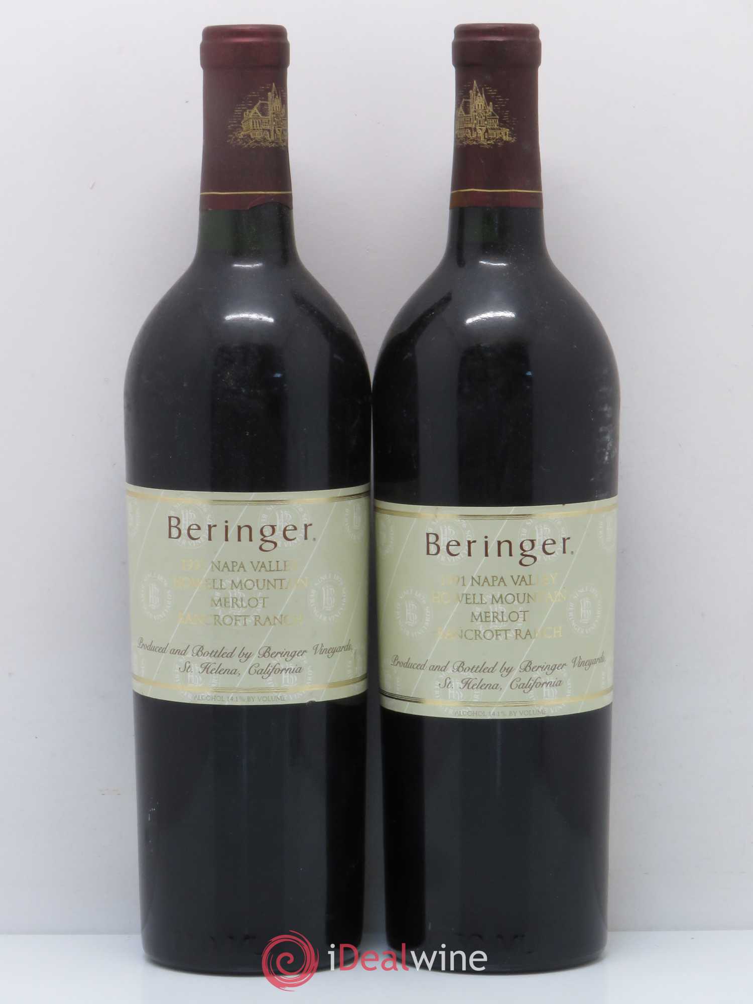 USA Napa Valley Howell Mountain Beringer Merlot 1991 - Posten von 2 Flaschen - 0
