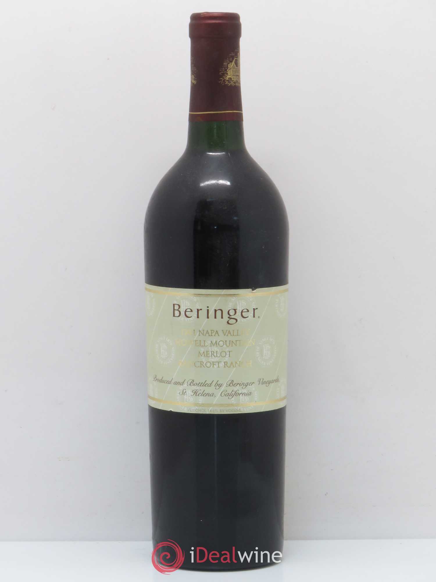 USA Napa Valley Howell Mountain Beringer Merlot 1991 - Posten von 1 Flasche - 0
