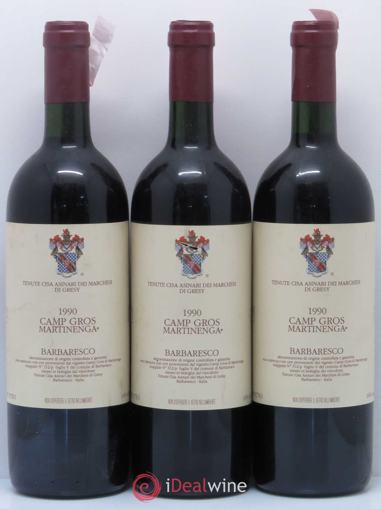 Barbaresco DOCG Camp Gros Martinenga Gresy 1990 - Posten von 6 Flaschen - 2