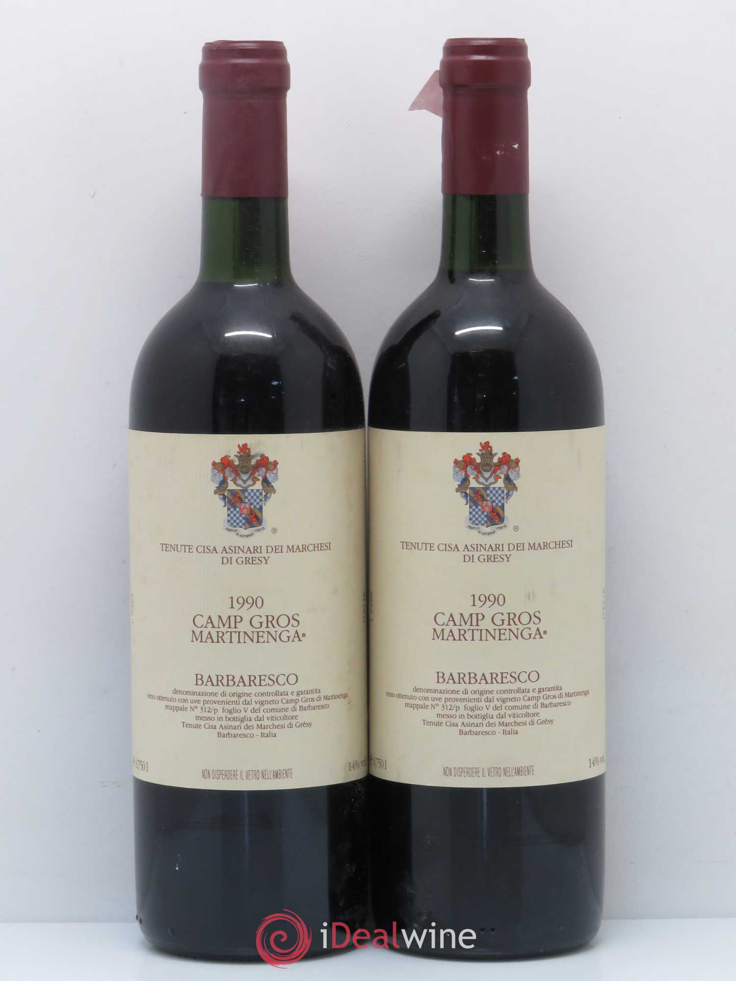 Barbaresco DOCG Camp Gros Martinenga Gresy 1990 - Posten von 2 Flaschen - 0