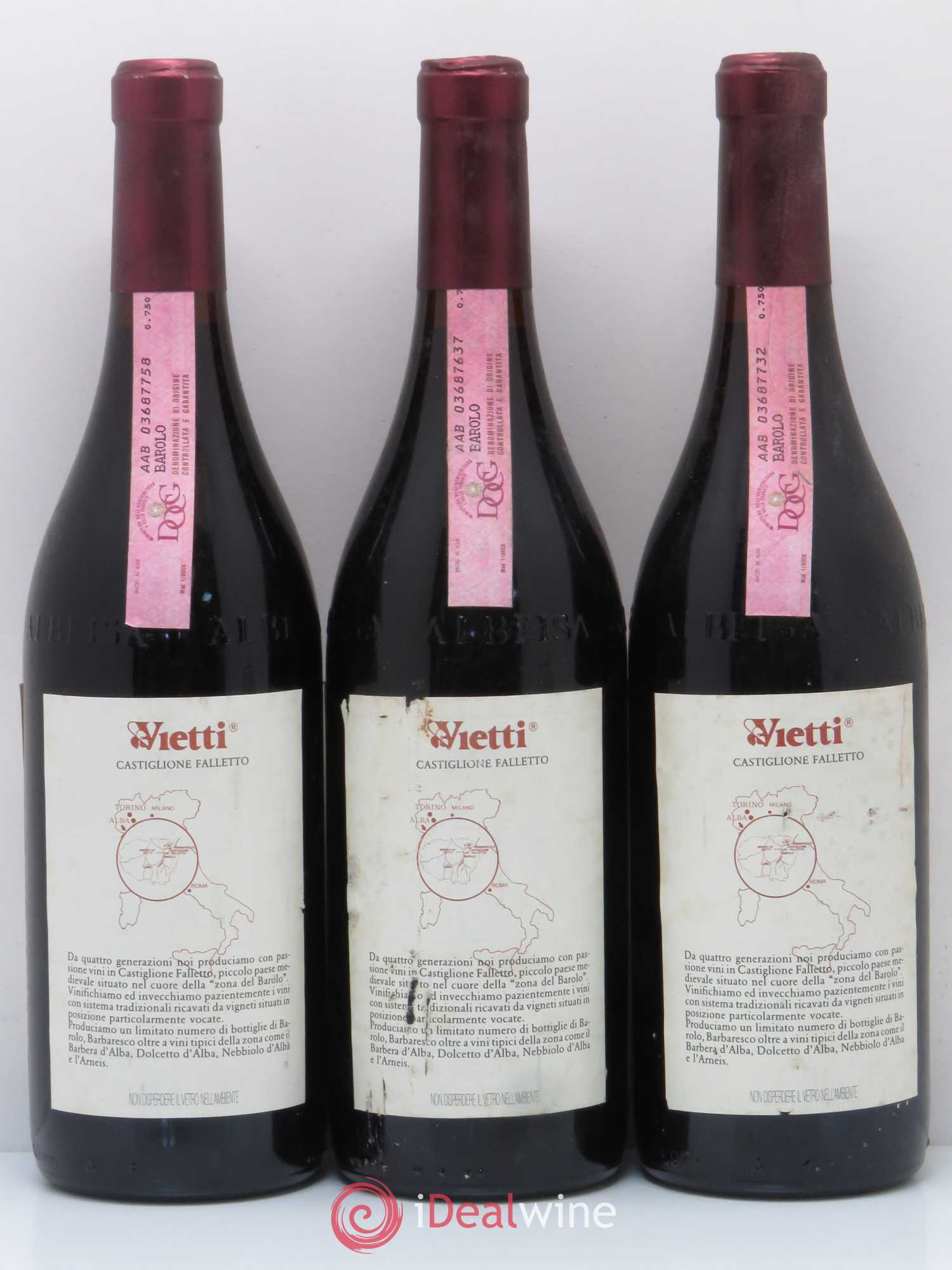 Barolo Rocche Vietti 1989 - Posten von 3 Flaschen - 1