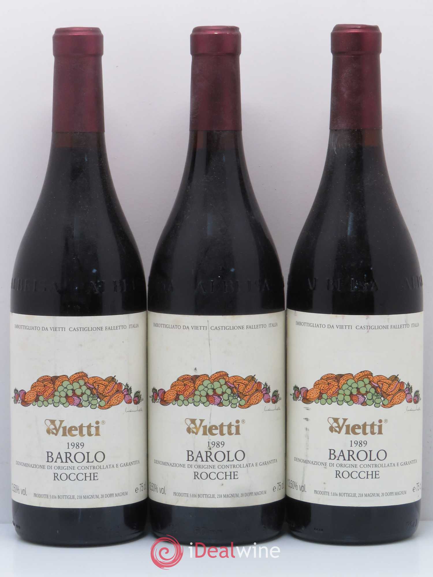 Barolo Rocche Vietti 1989 - Posten von 3 Flaschen - 0