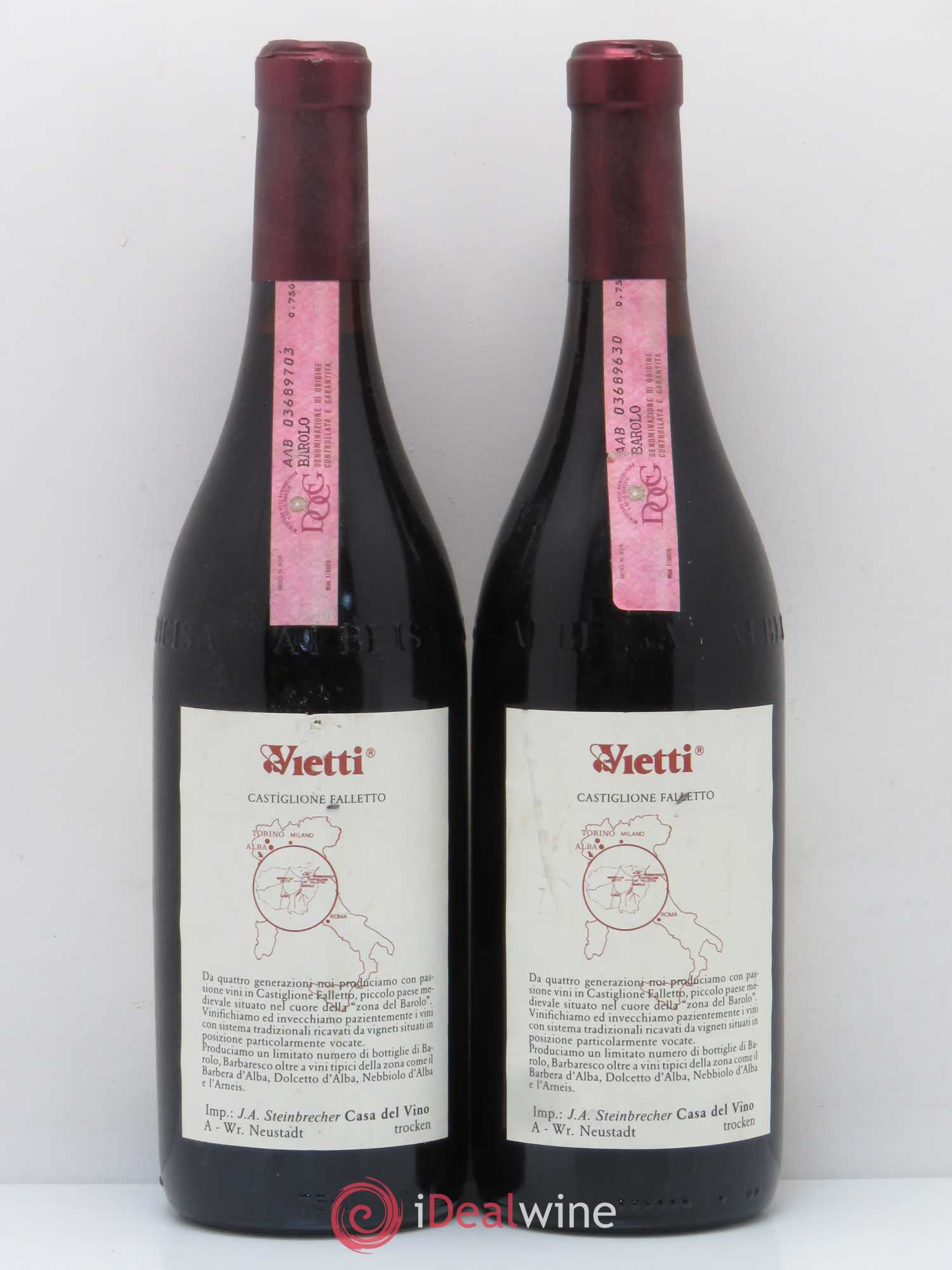 Barolo Rocche Vietti 1989 - Posten von 2 Flaschen - 1