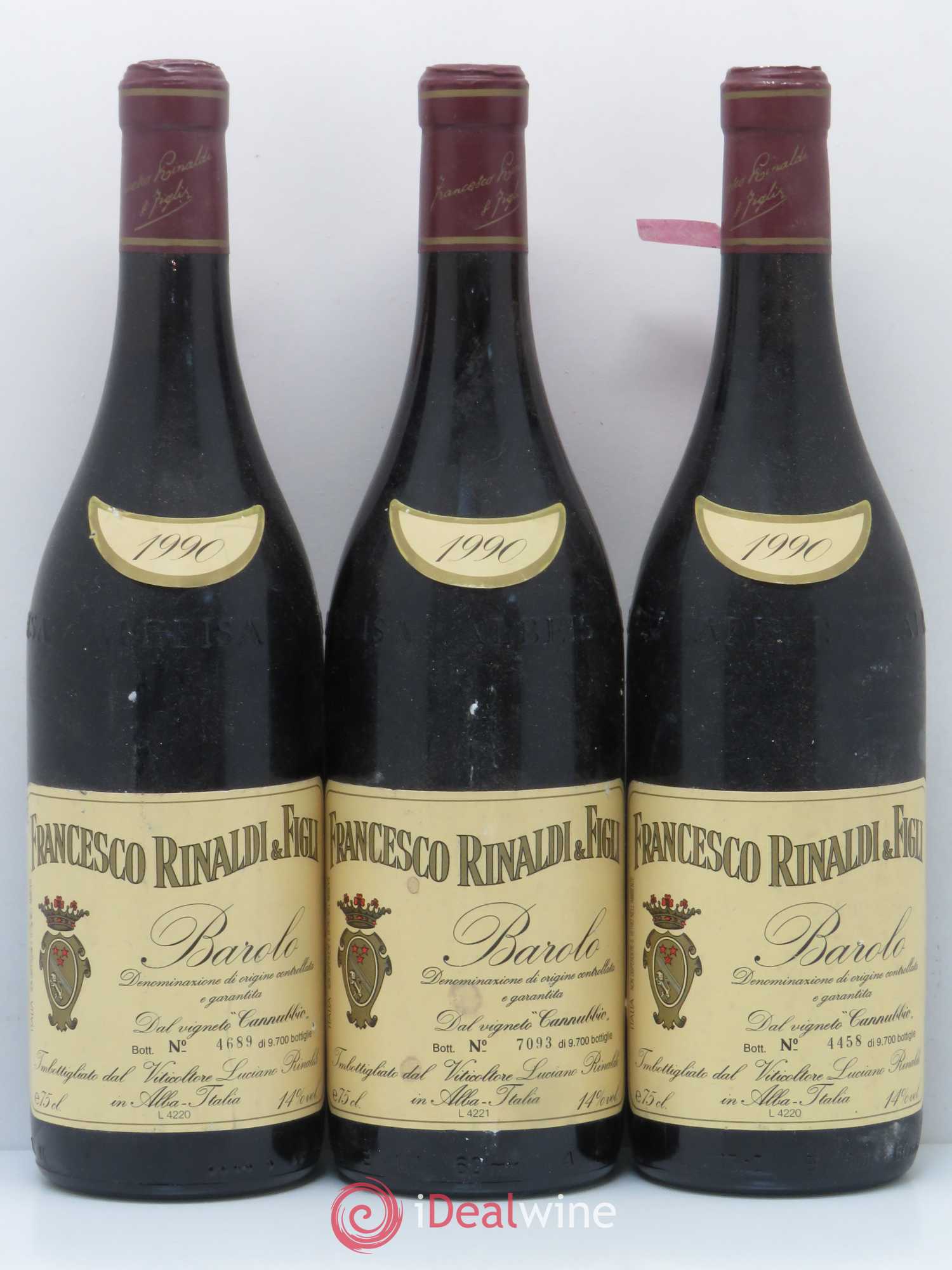 Barolo DOCG Cannubi Francesco Rinaldi 1990 - Posten von 3 Flaschen - 0