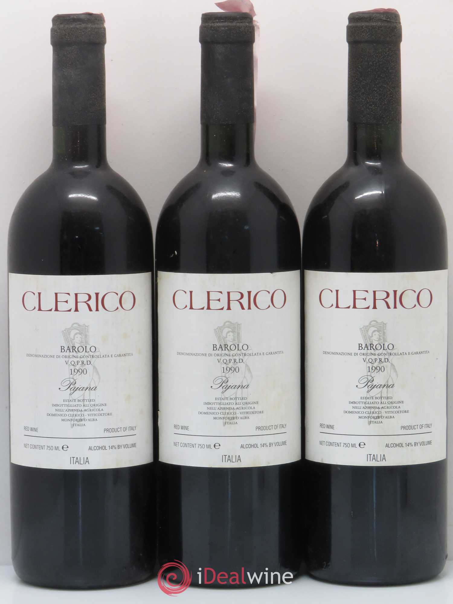 Barolo DOCG Pajana Domenico Clerico 1990 - Lot de 3 bouteilles - 0