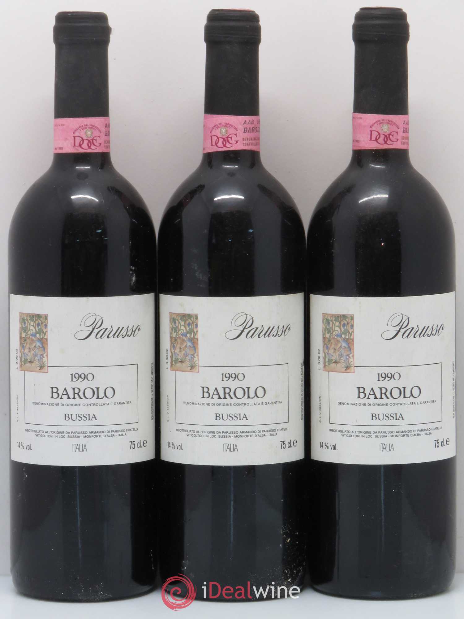 Barolo Bussia Parusso 1990 - Lot de 3 bouteilles - 0