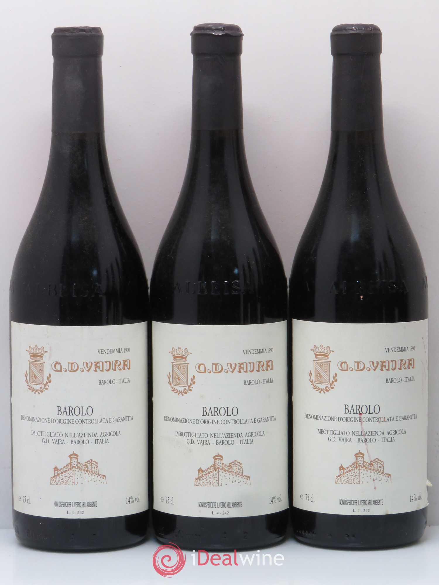 Barolo Bricco Delle Viole Vajra 1990 - Posten von 6 Flaschen - 1