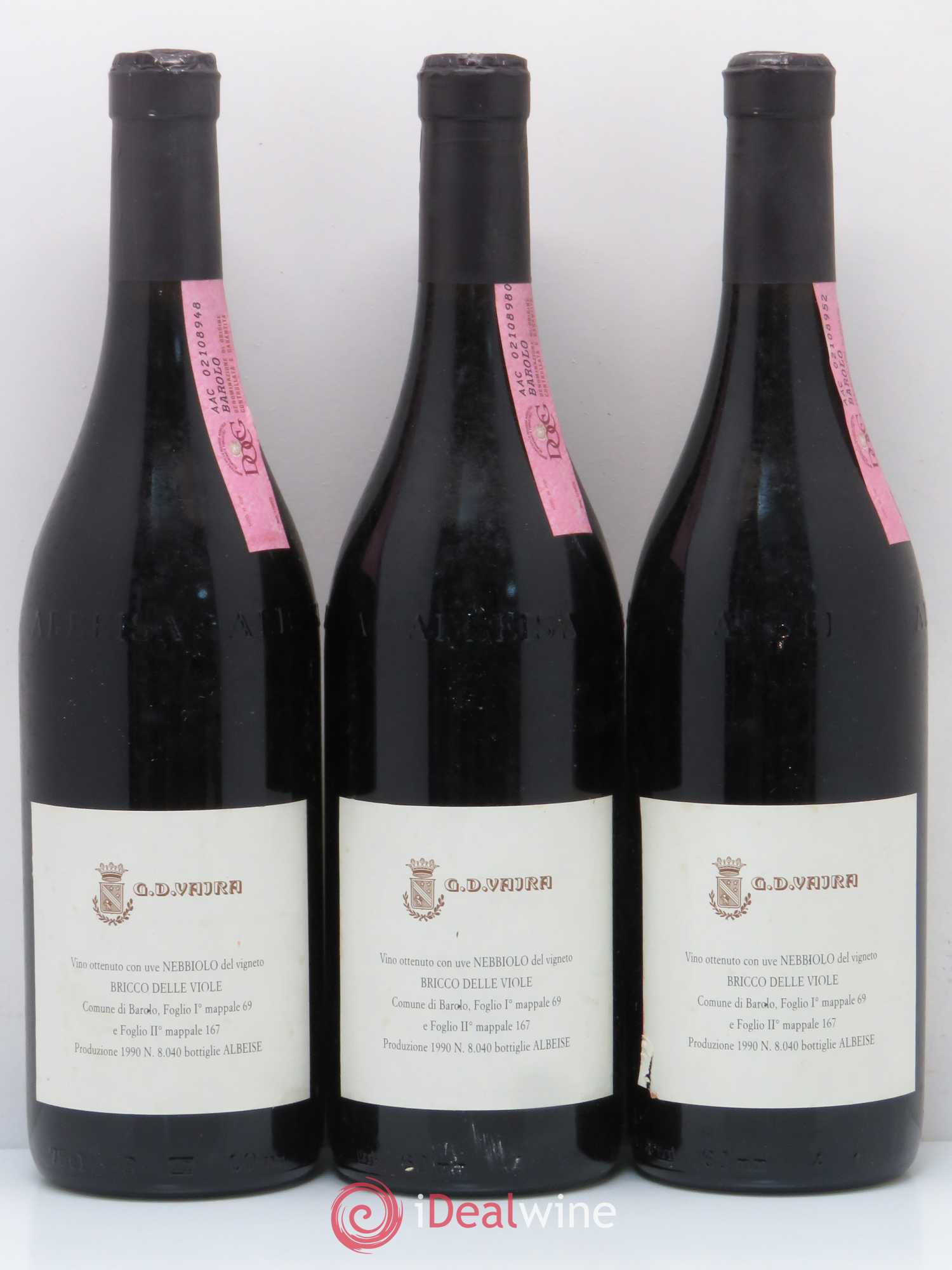 Barolo Bricco Delle Viole Vajra 1990 - Posten von 3 Flaschen - 1