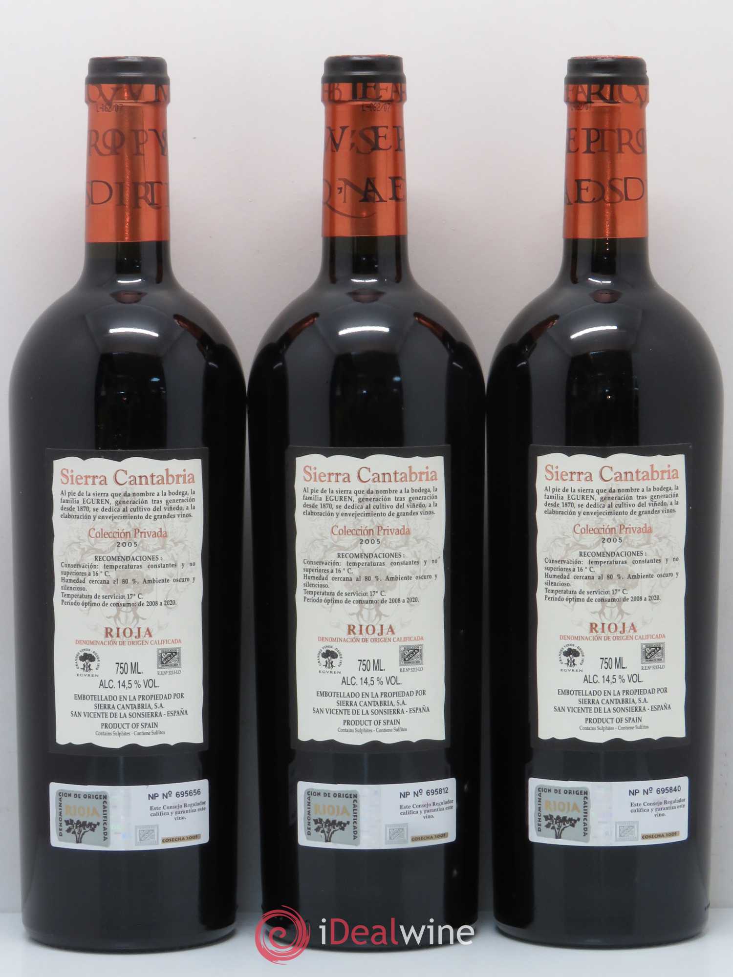 Rioja DOCA Sierra Cantabria Colleccion privada 2005 - Lotto di 3 bottiglie - 1