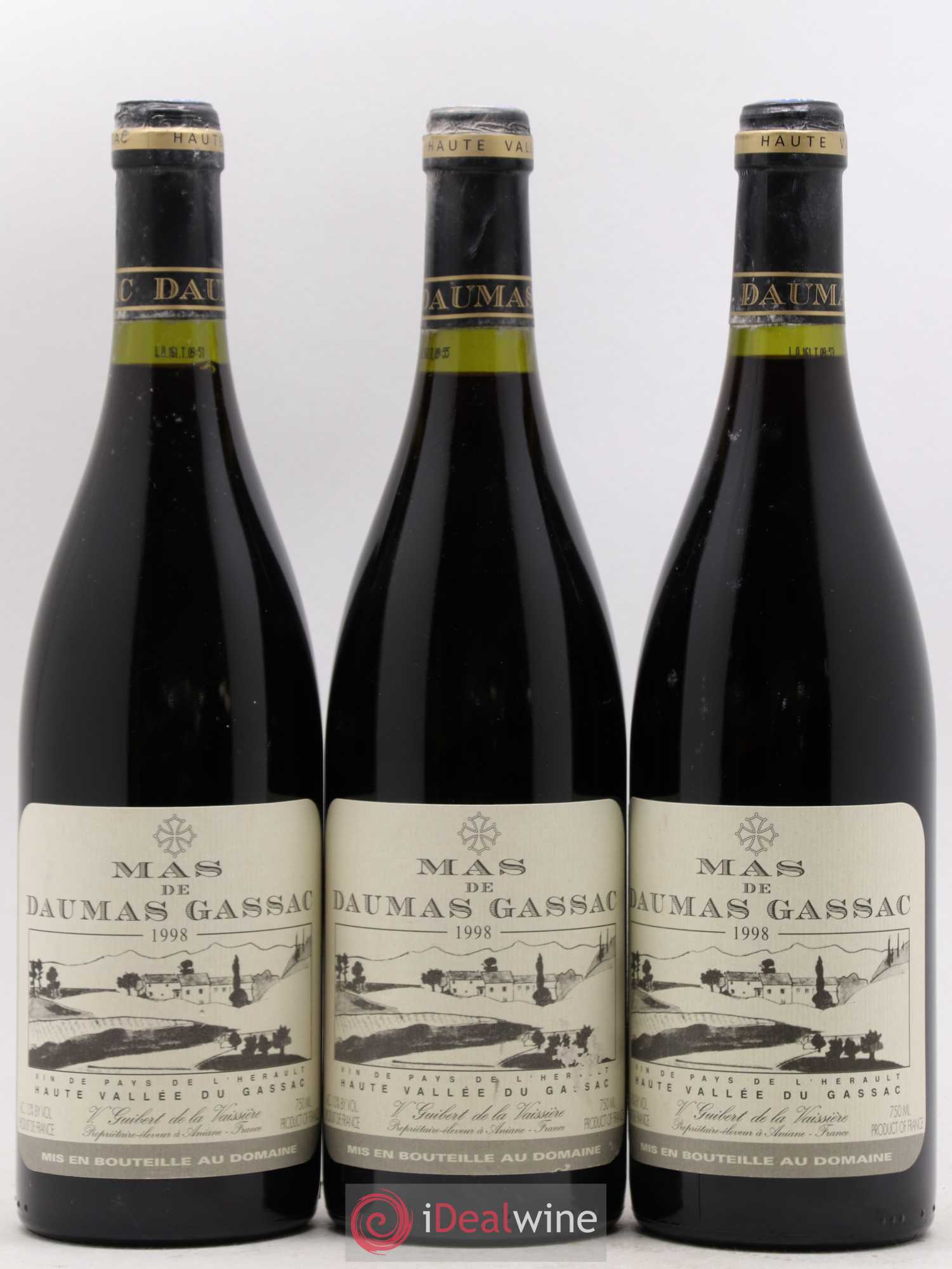 Saint-Guilhem-le-Désert - Cité d'Aniane Mas Daumas Gassac Famille Guibert de La Vaissière 1998 - Lot de 6 bouteilles - 1