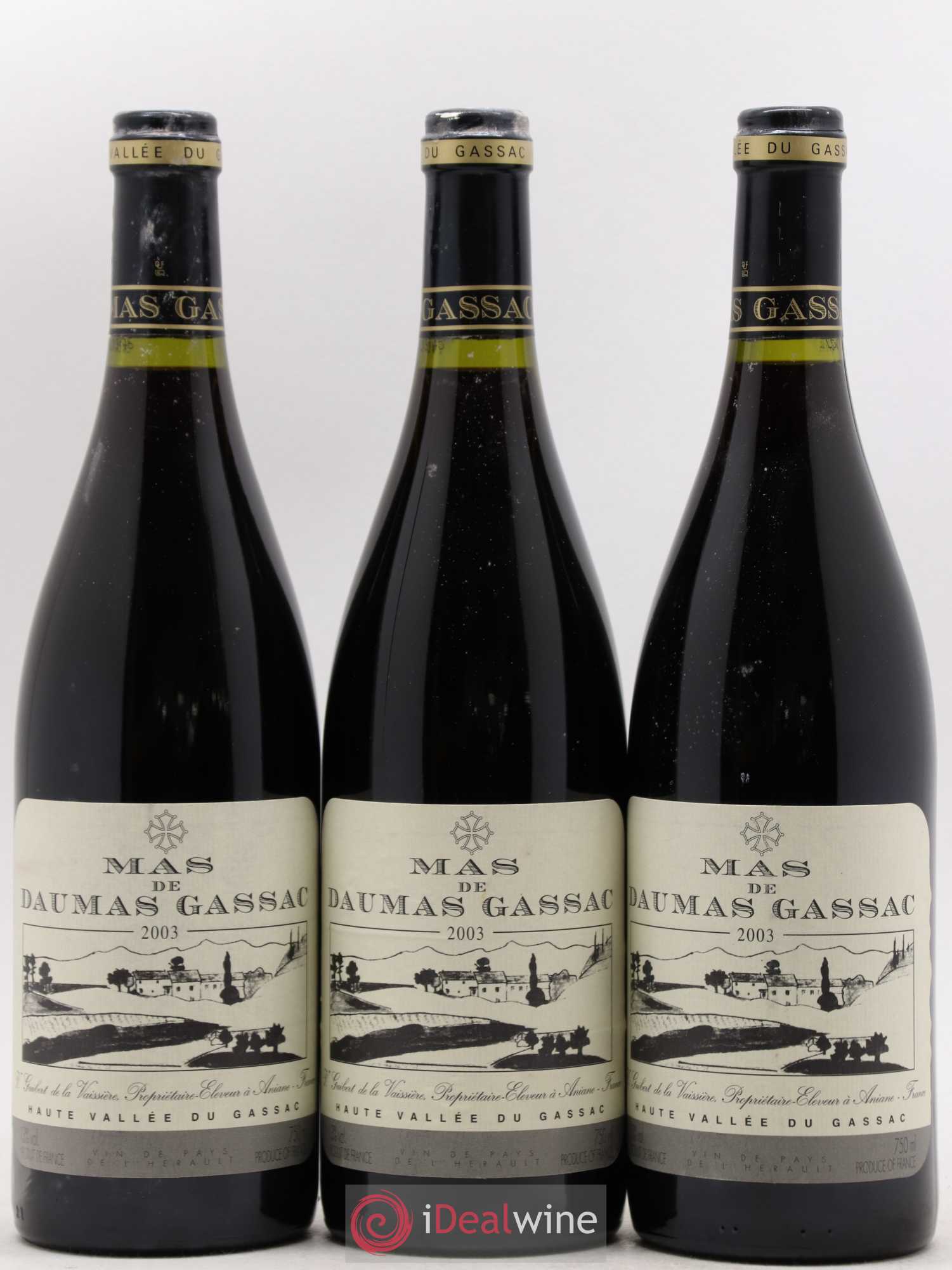 Saint-Guilhem-le-Désert - Cité d'Aniane Mas Daumas Gassac Famille Guibert de La Vaissière 2003 - Lot de 6 bouteilles - 1