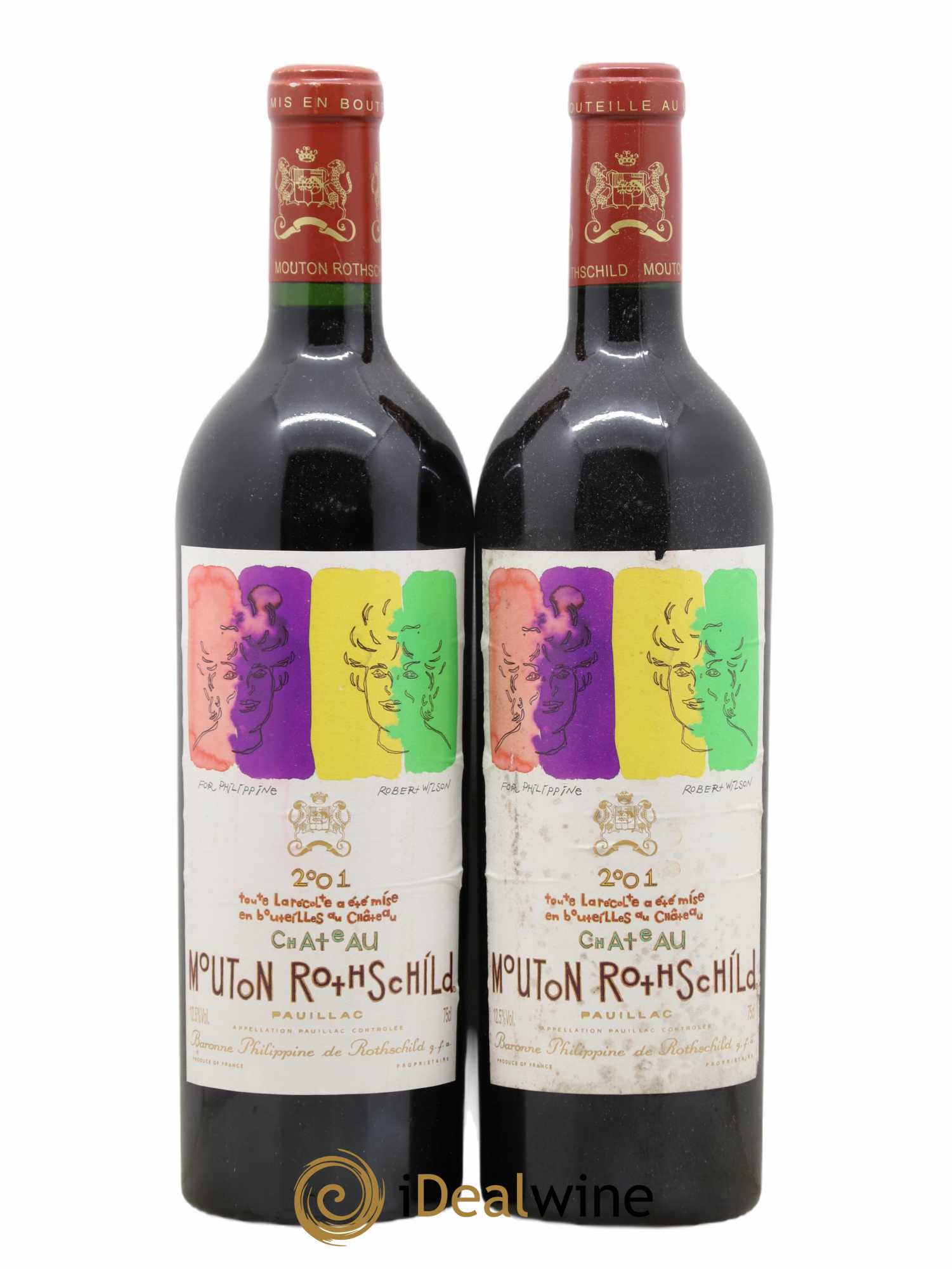 Château Mouton Rothschild 1er Grand Cru Classé 2001 - Lot de 2 bouteilles - 0