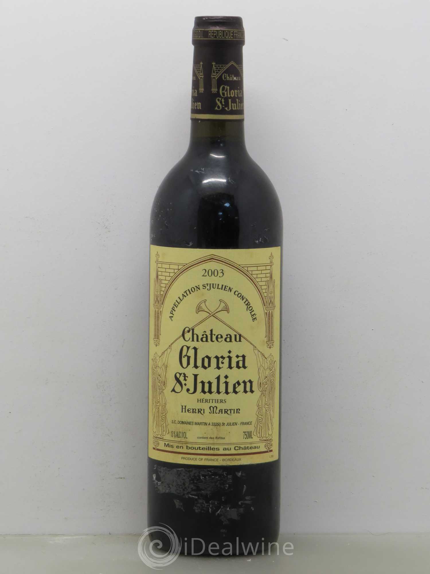 Château Gloria 2003 - Lot de 1 bouteille - 0