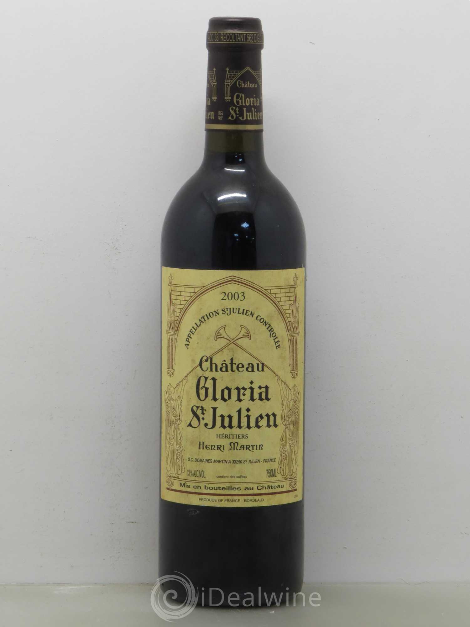 Château Gloria 2003 - Lot de 1 bouteille - 0