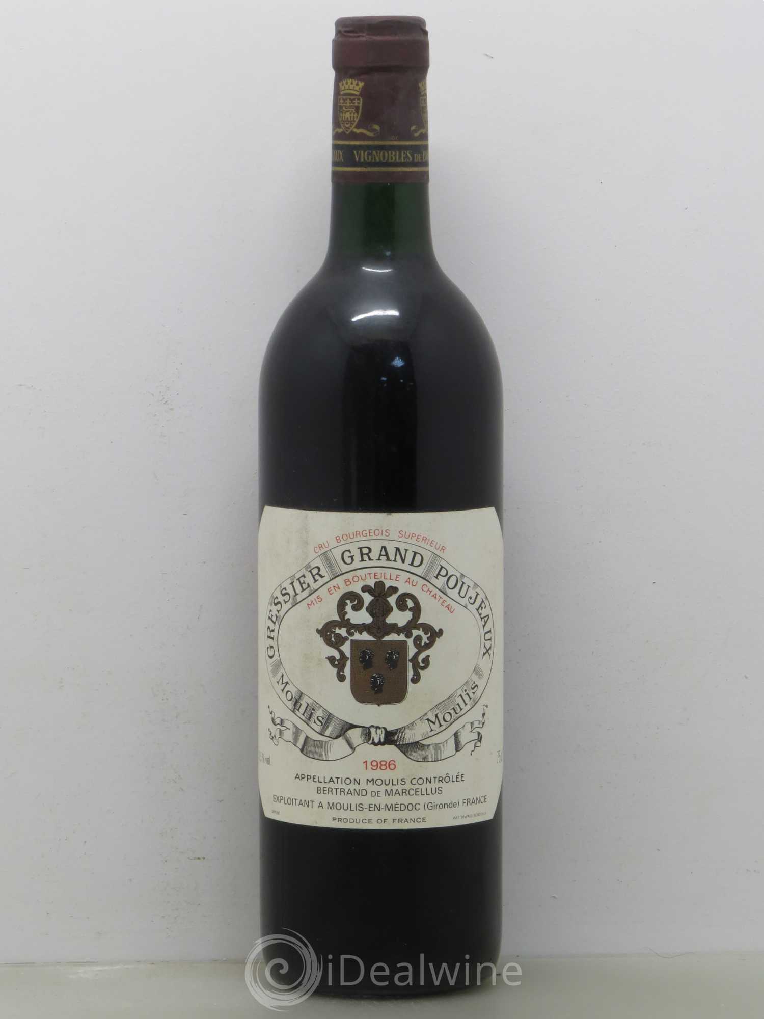 Château Gressier Grand Poujeaux Cru Bourgeois 1986 - Lot de 1 bouteille - 0