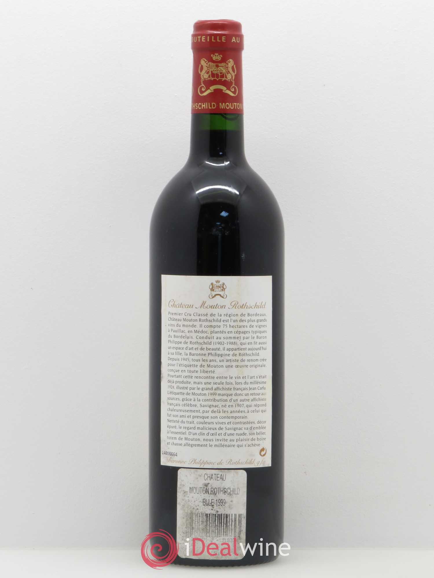 Château Mouton Rothschild 1er Grand Cru Classé 1999 - Lot de 1 bouteille - 1