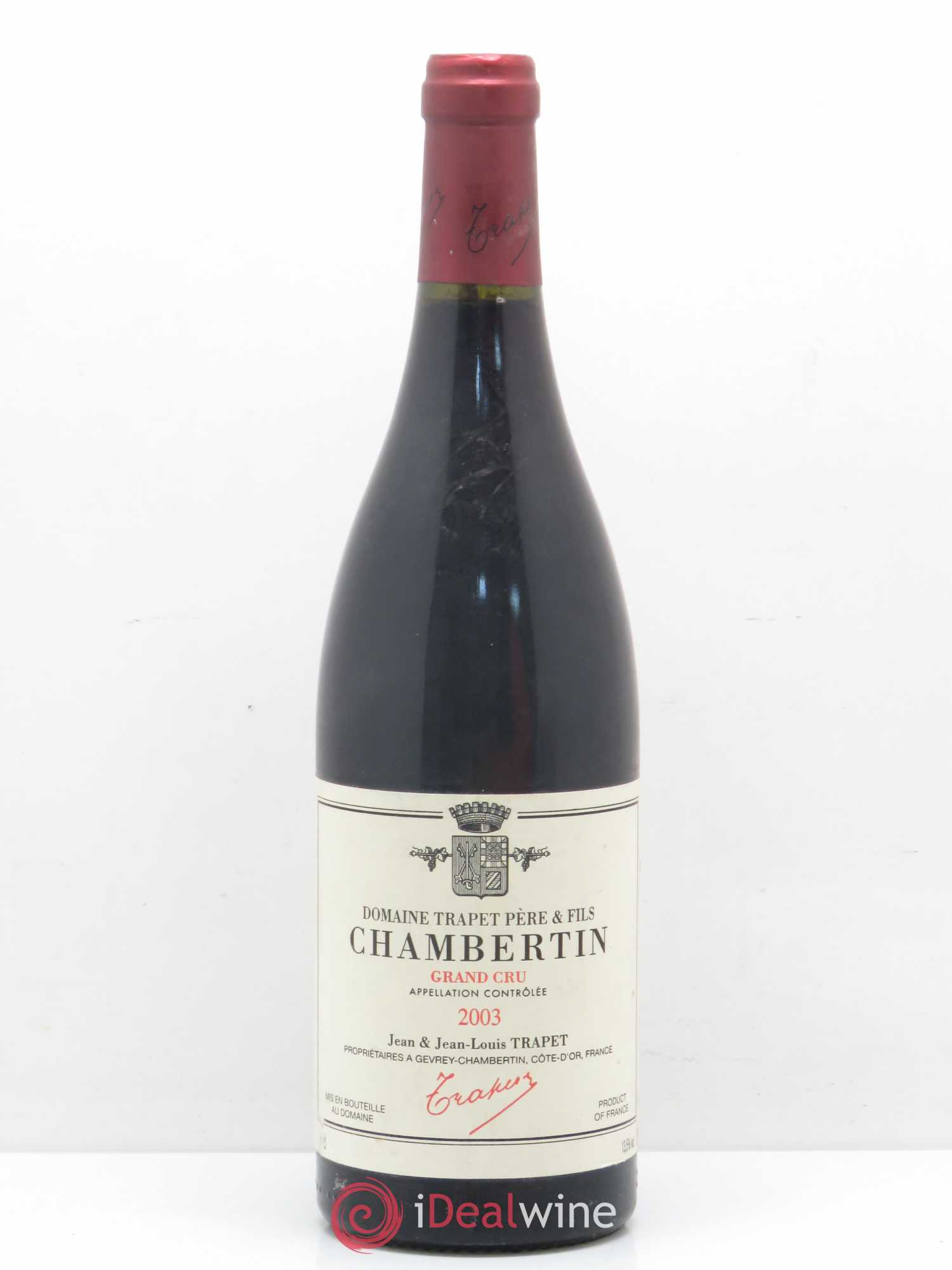 Chambertin Grand Cru Domaine Trapet 2003 - Lot de 1 bouteille - 0