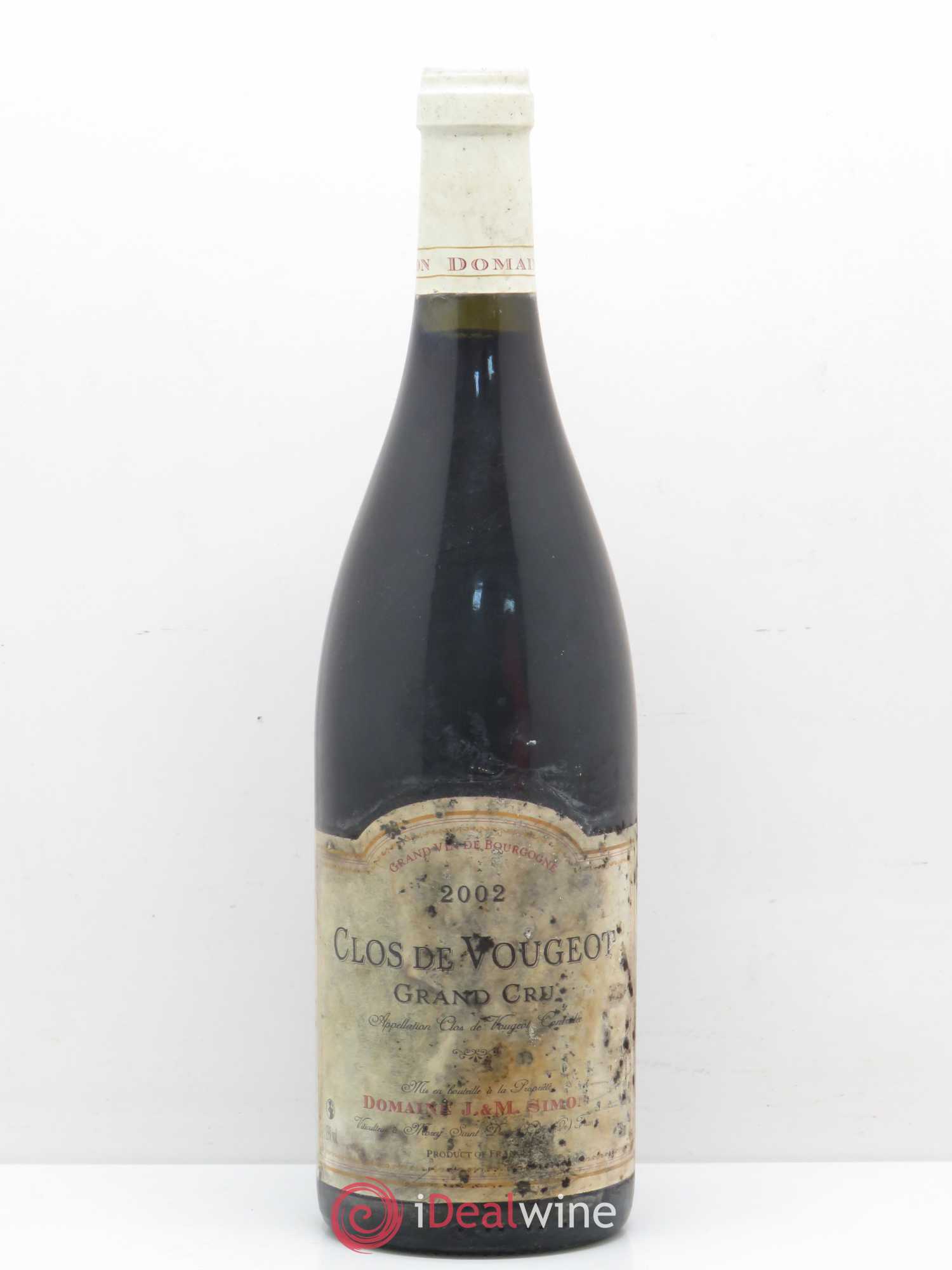 Clos de Vougeot Grand Cru J et M Simon 2002 - Lot de 1 bouteille - 0
