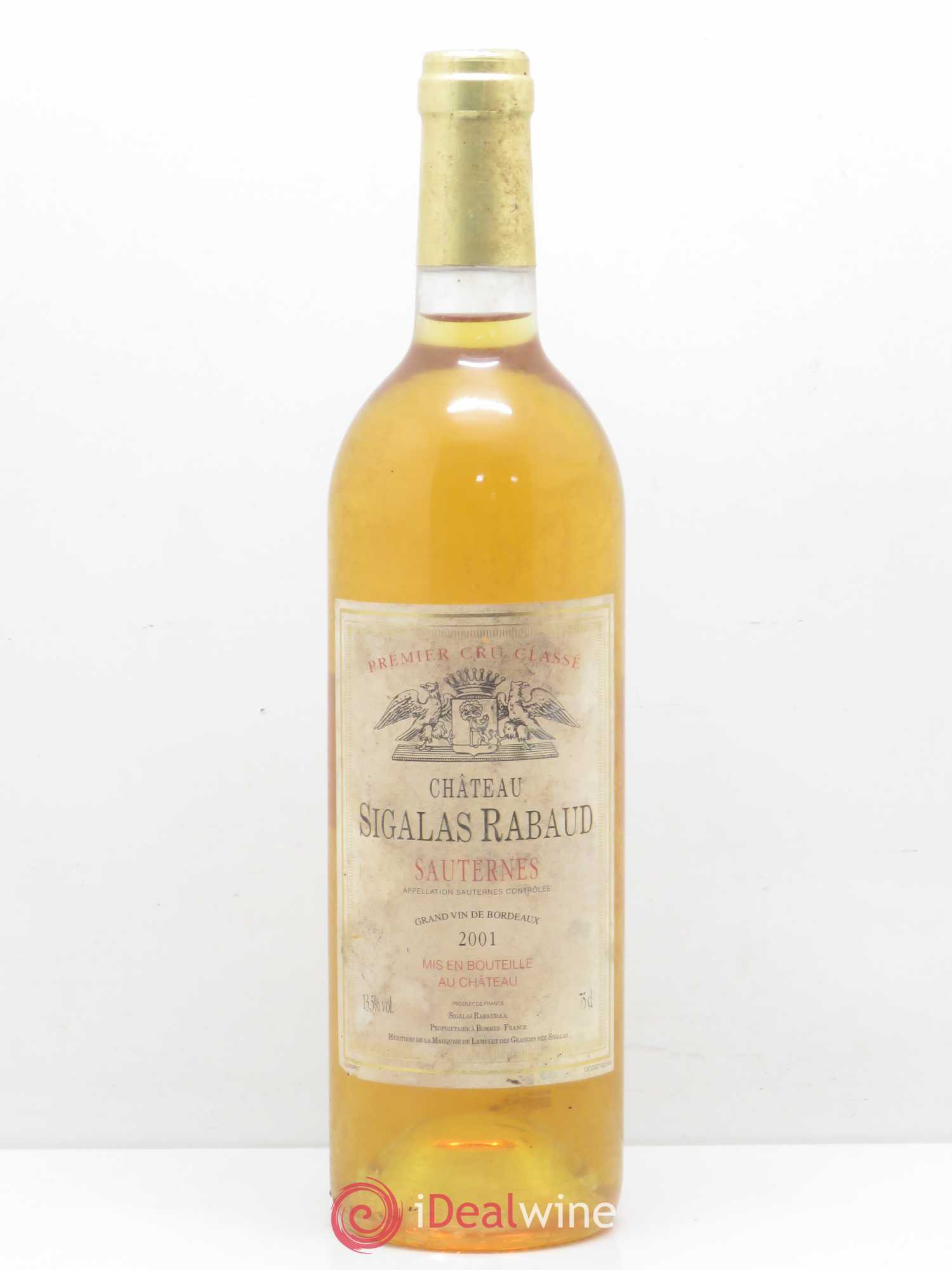 Château Sigalas Rabaud 1er Grand Cru Classé 2001 - Posten von 1 Flasche - 0