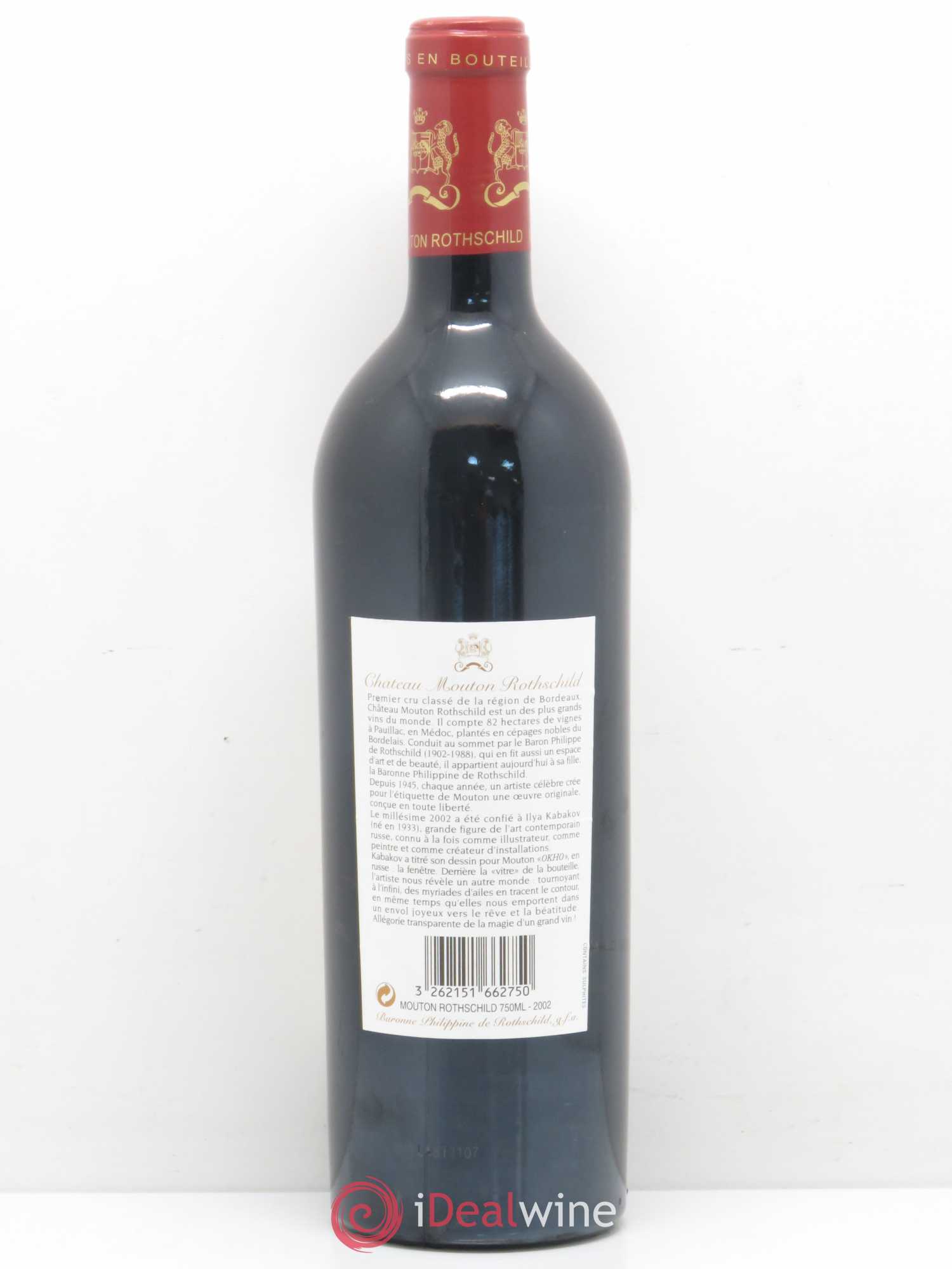 Château Mouton Rothschild 1er Grand Cru Classé 2002 - Lot de 1 bouteille - 1