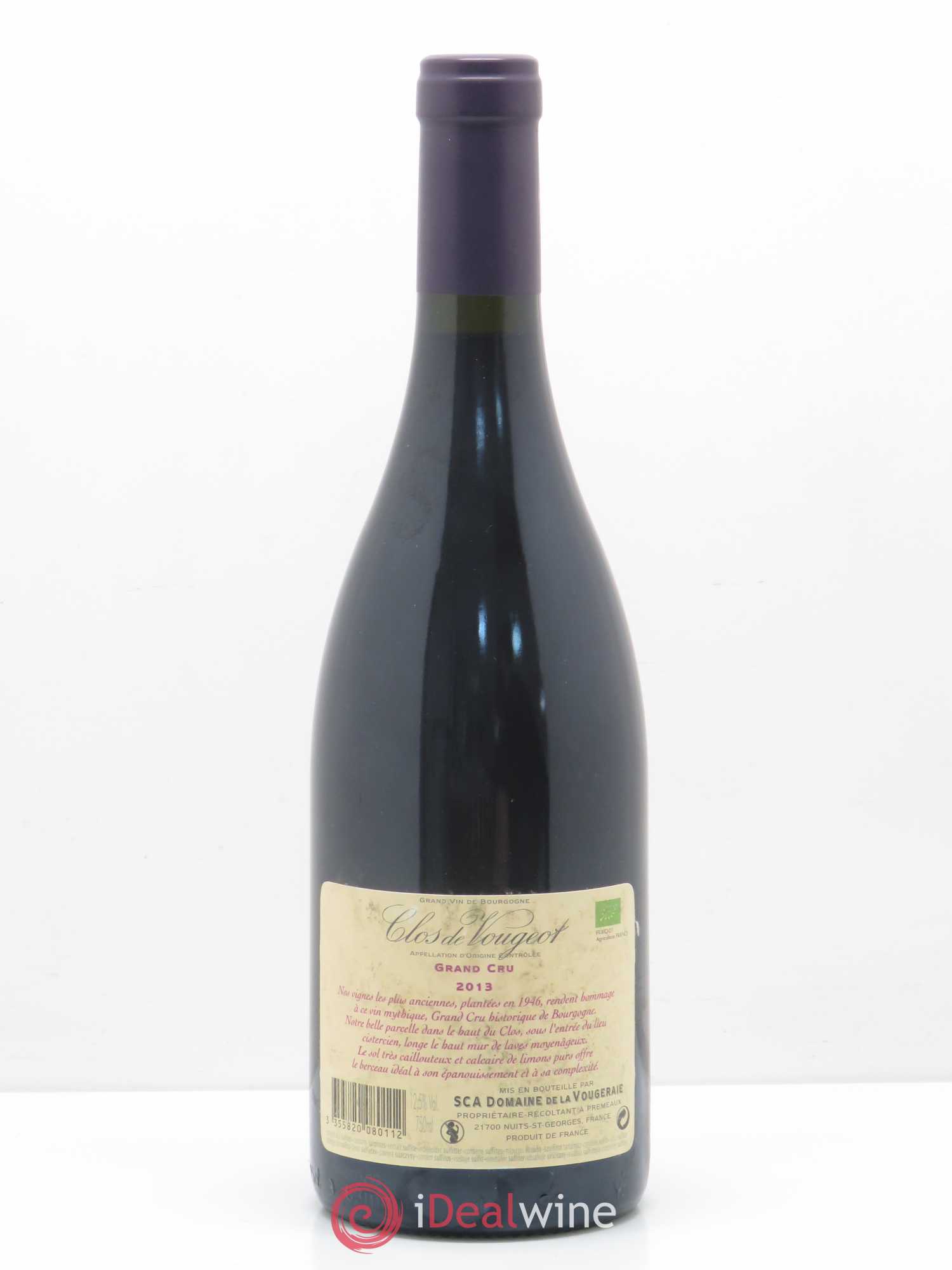 Clos de Vougeot Grand Cru La Vougeraie 2013 - Lot de 1 bouteille - 1