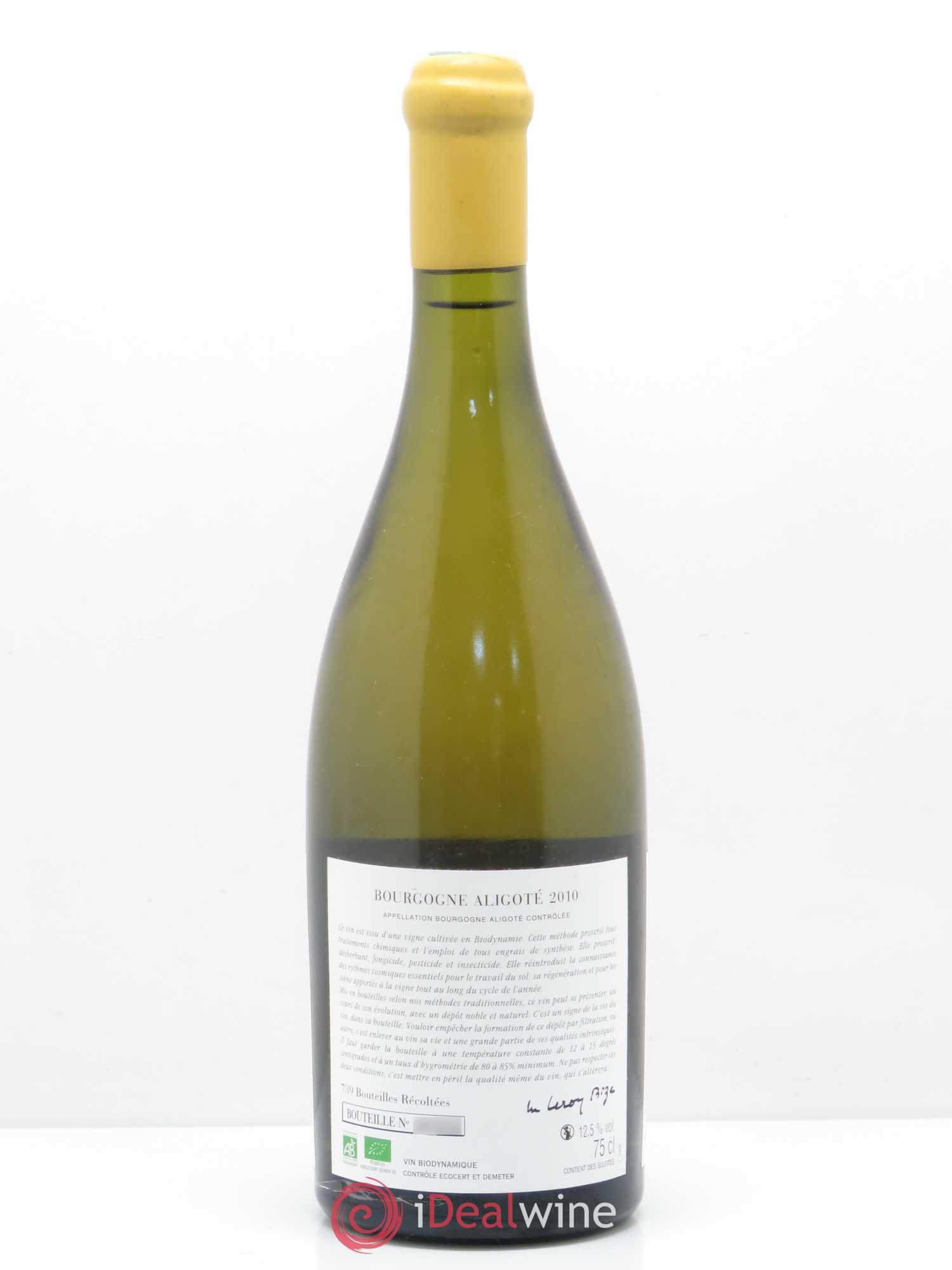 Bourgogne Aligoté Sous Chatelet d'Auvenay (Domaine) Sous Chatelet 2010 - Lot de 1 bouteille - 1