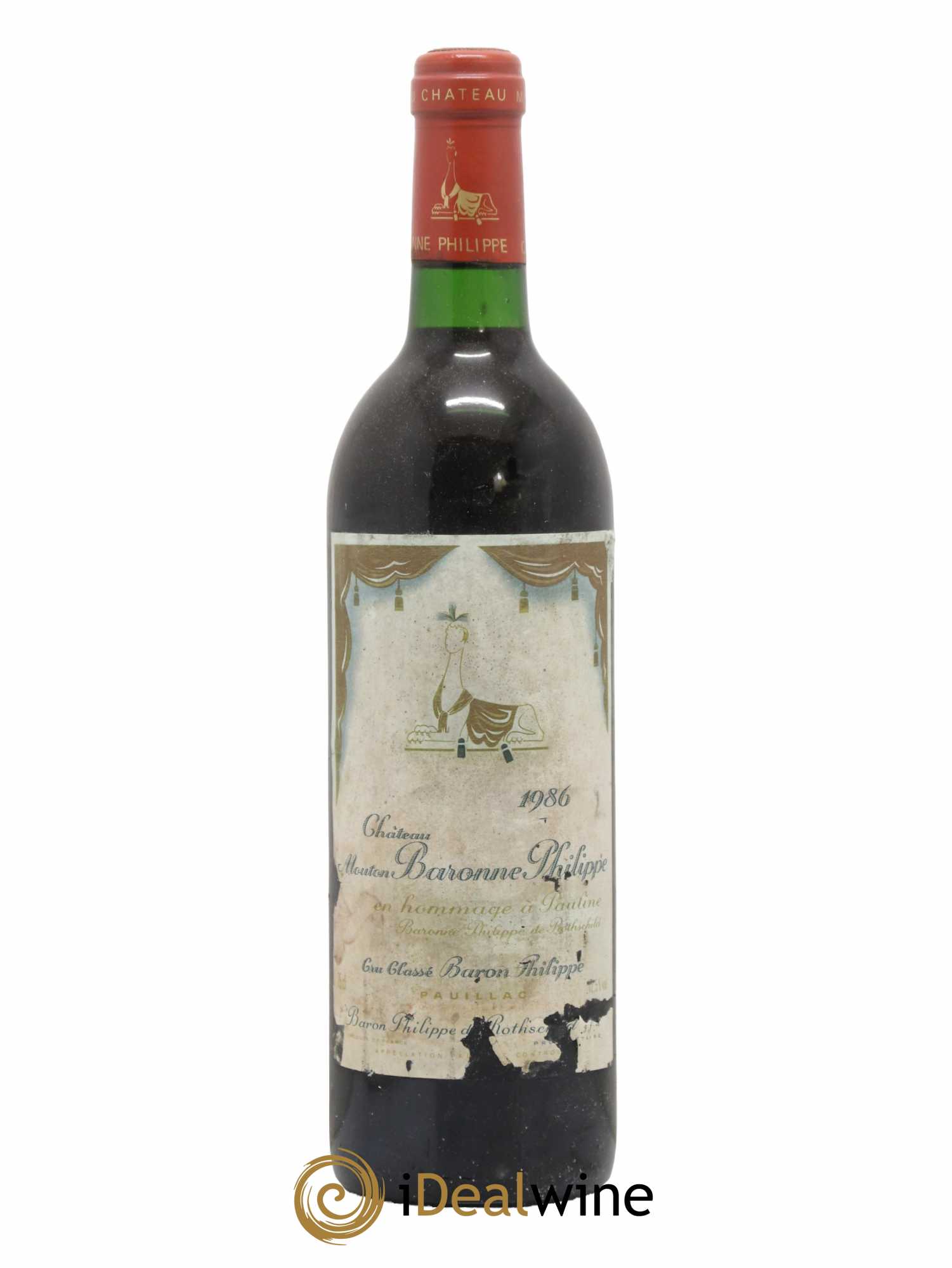 Château d' Armailhac - Mouton Baron(ne) Philippe 5ème Grand Cru Classé 1986 - Lot de 1 bouteille - 0