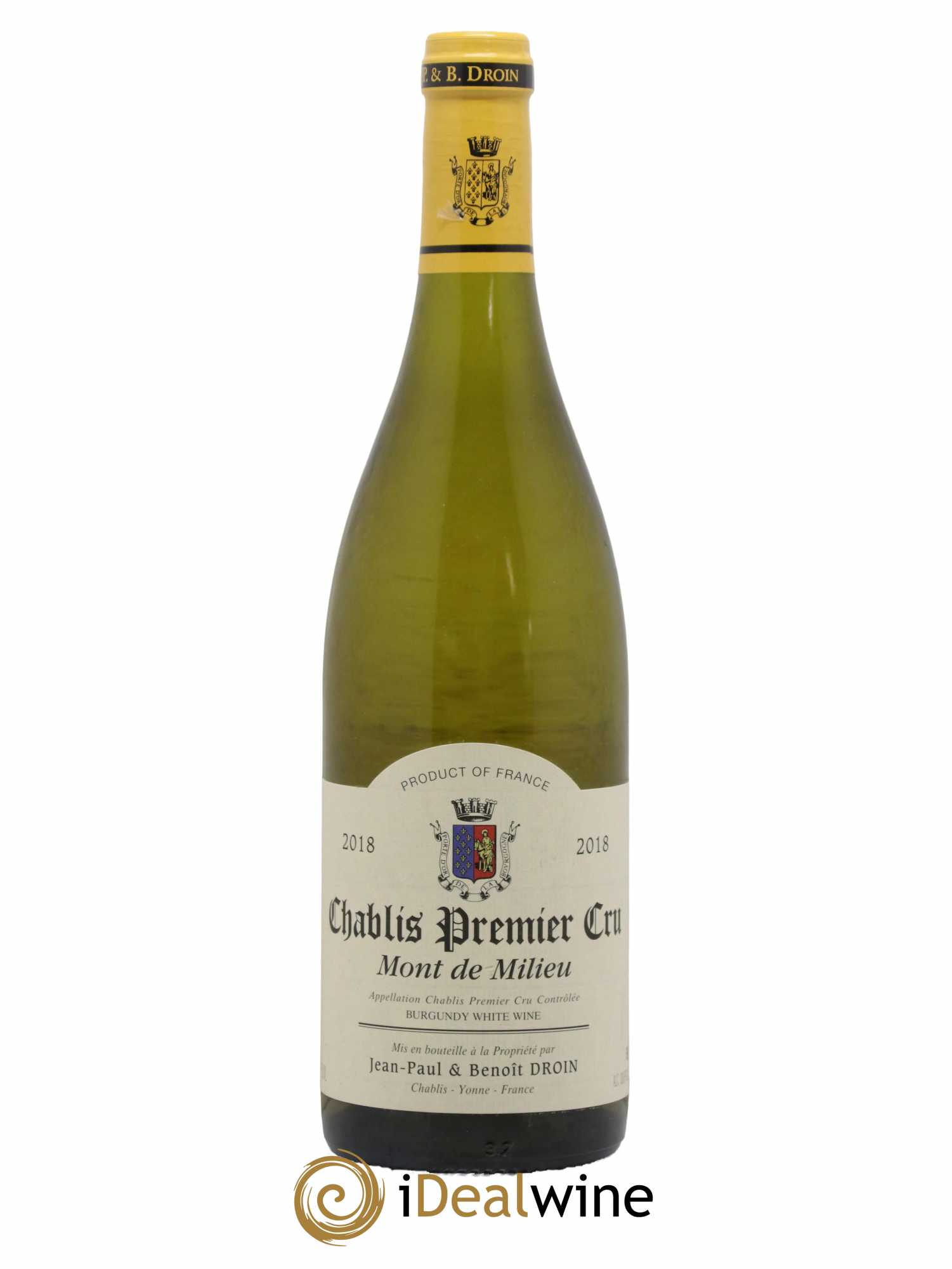 Chablis 1er Cru Mont de Milieu Jean-Paul & Benoît Droin (Domaine) 2018 - Lot de 1 bouteille - 0